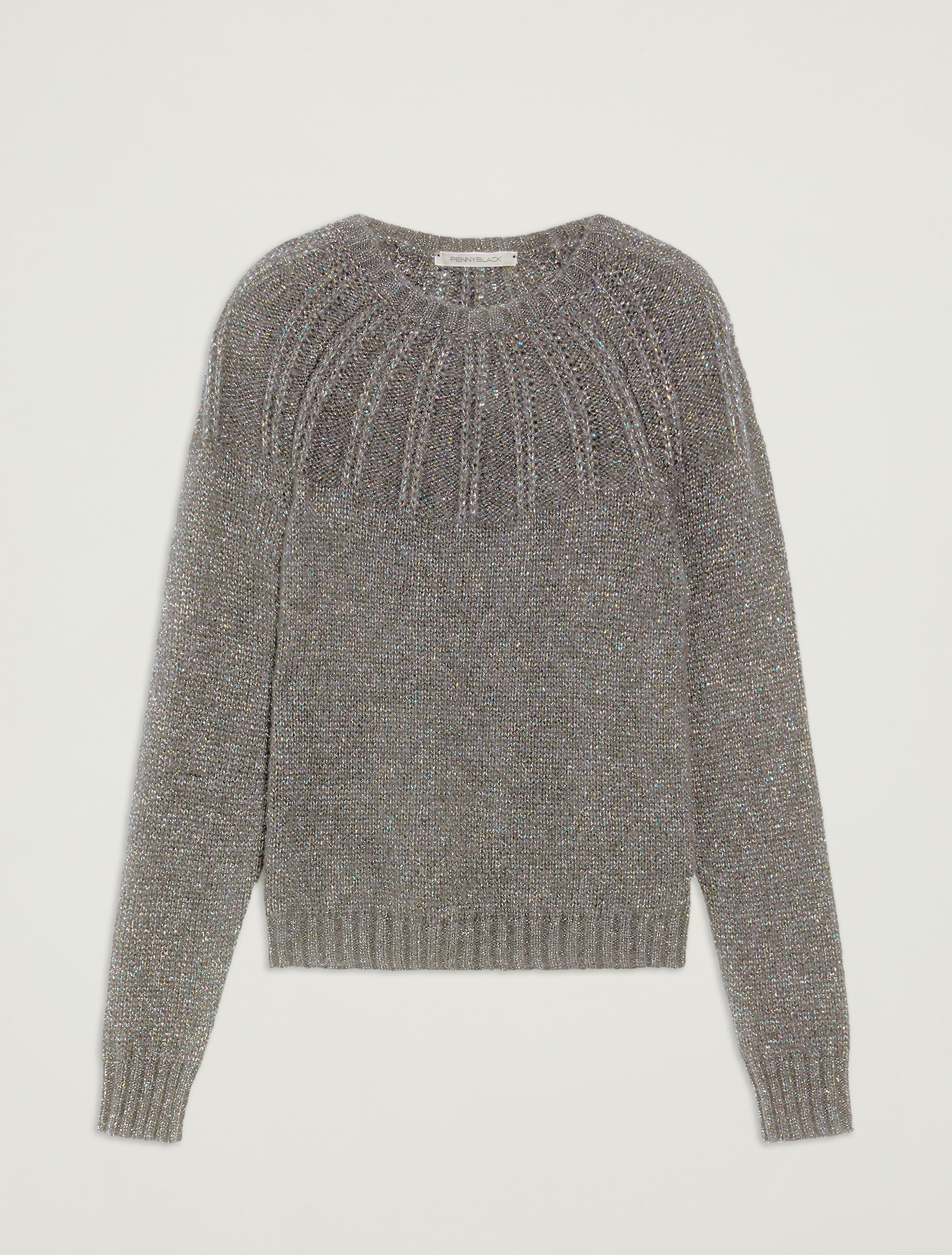 Lamé jumper with ribbed yoke, light grey - Pennyblack Lamé jumper with ribbed yoke - light grey - pennyblack