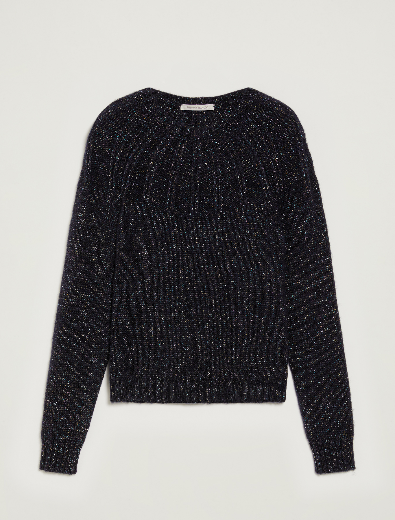 Lamé jumper with ribbed yoke, navy blue - Pennyblack Lamé jumper with ribbed yoke - navy blue - pennyblack