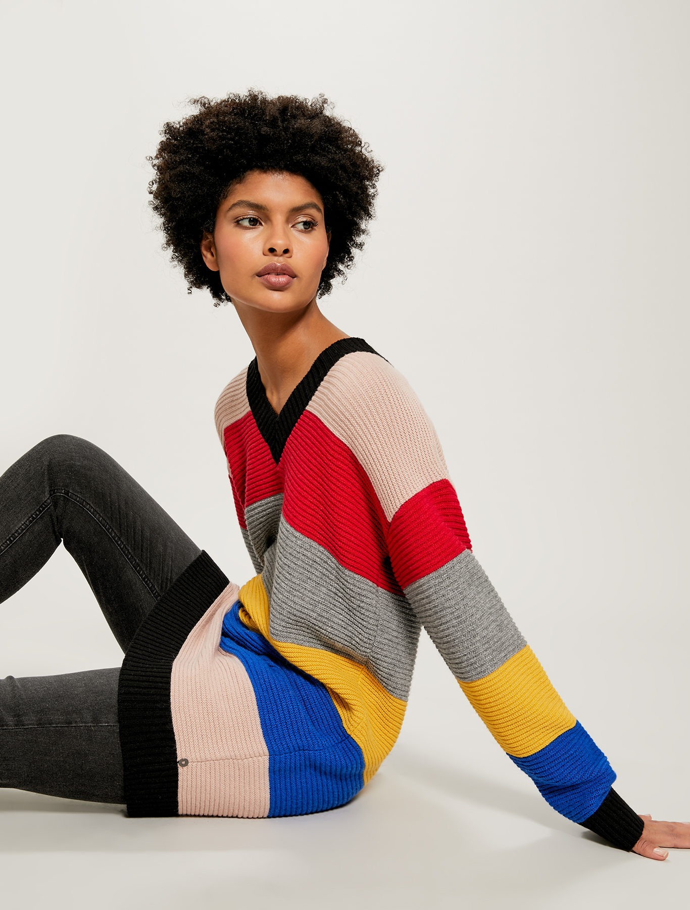 Jumper with large multicolour stripes, black pattern - Pennyblack Jumper with large multicolour stripes - black pattern - pennyblack