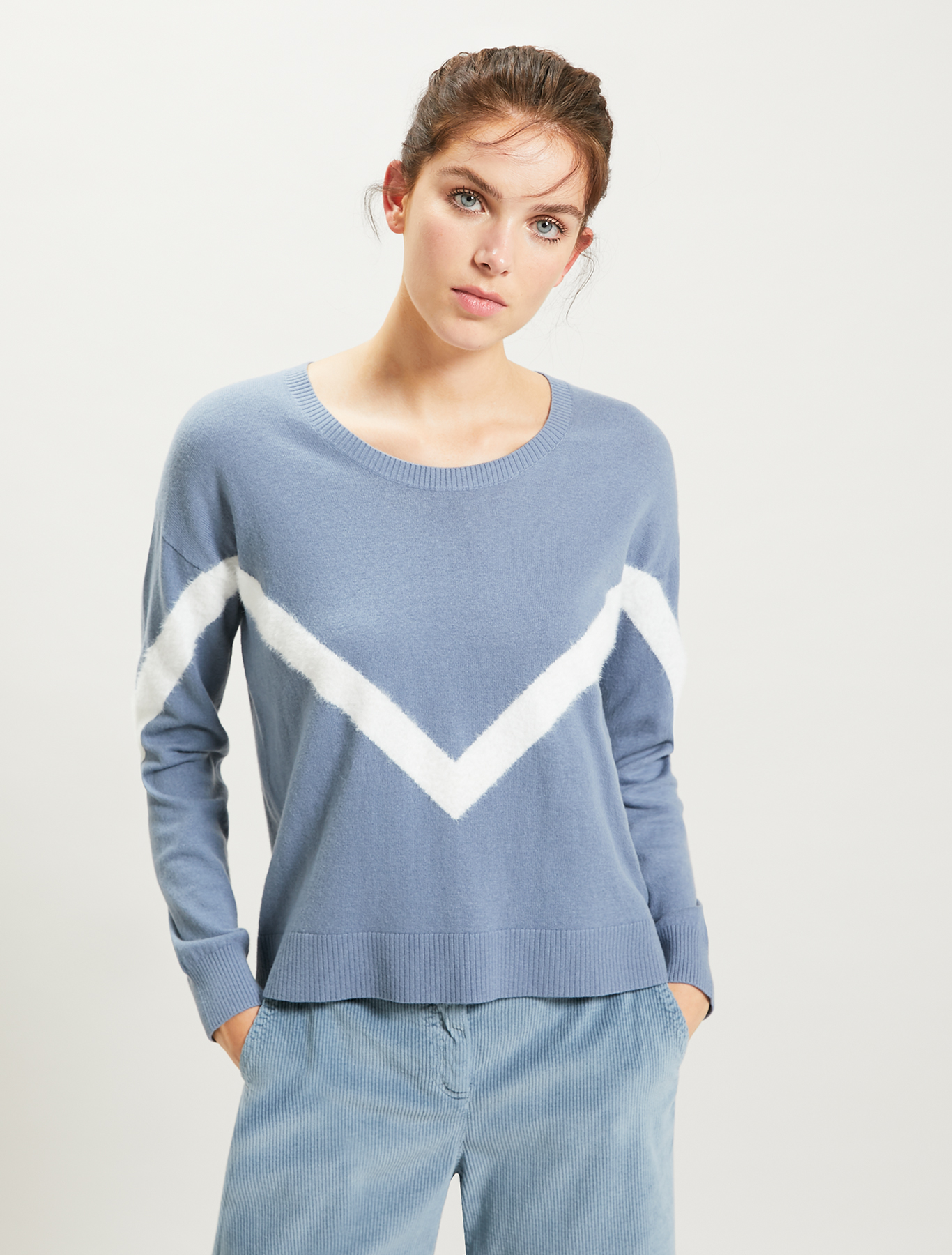Sweater with geometric inlay, light blue - Pennyblack Sweater with geometric inlay - light blue - pennyblack