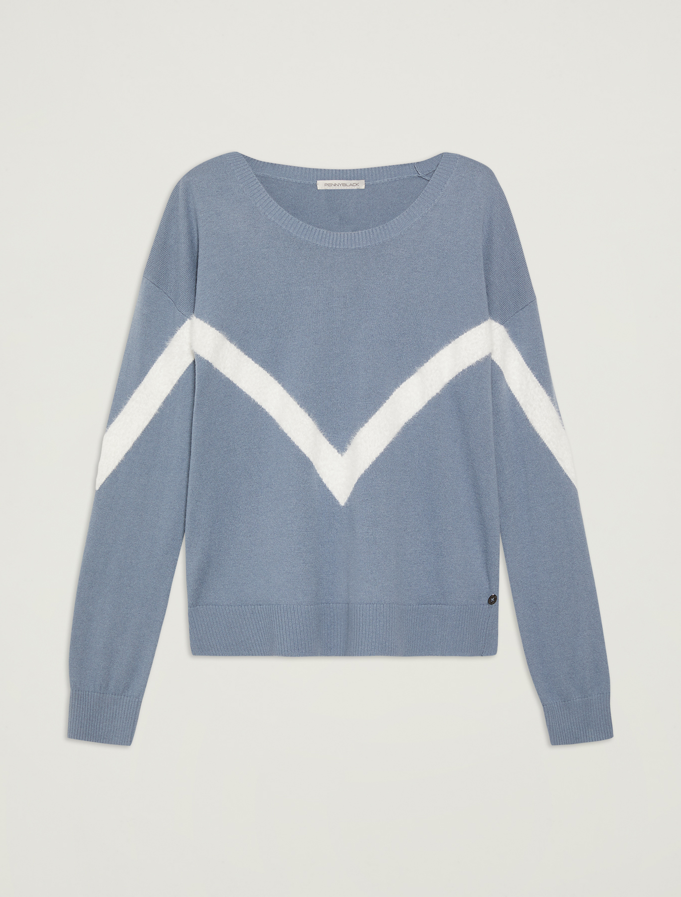 Sweater with geometric inlay, light blue - Pennyblack Sweater with geometric inlay - light blue - pennyblack