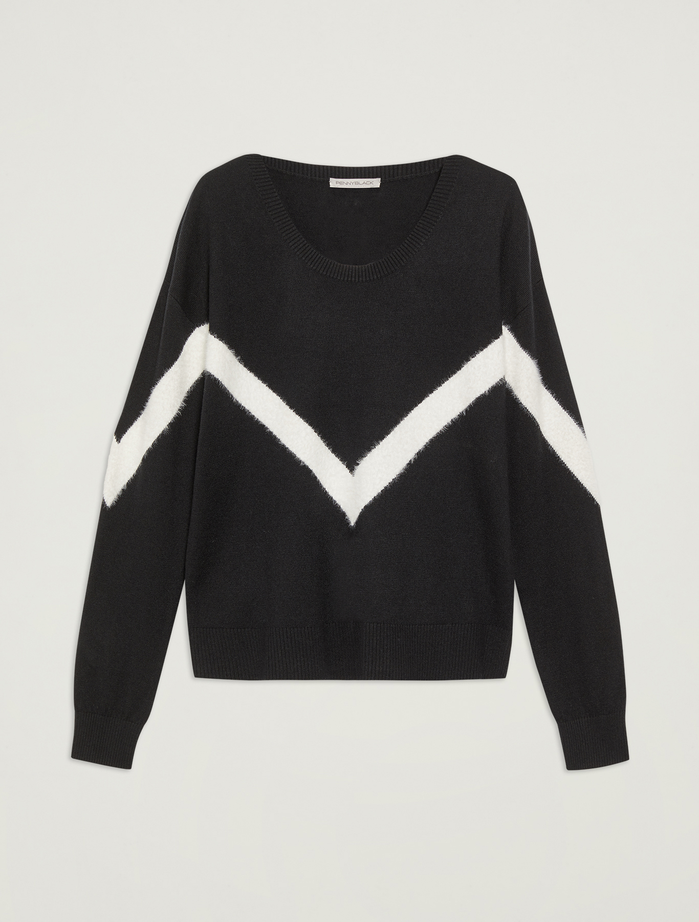 Sweater with geometric inlay, black - Pennyblack Sweater with geometric inlay - black - pennyblack