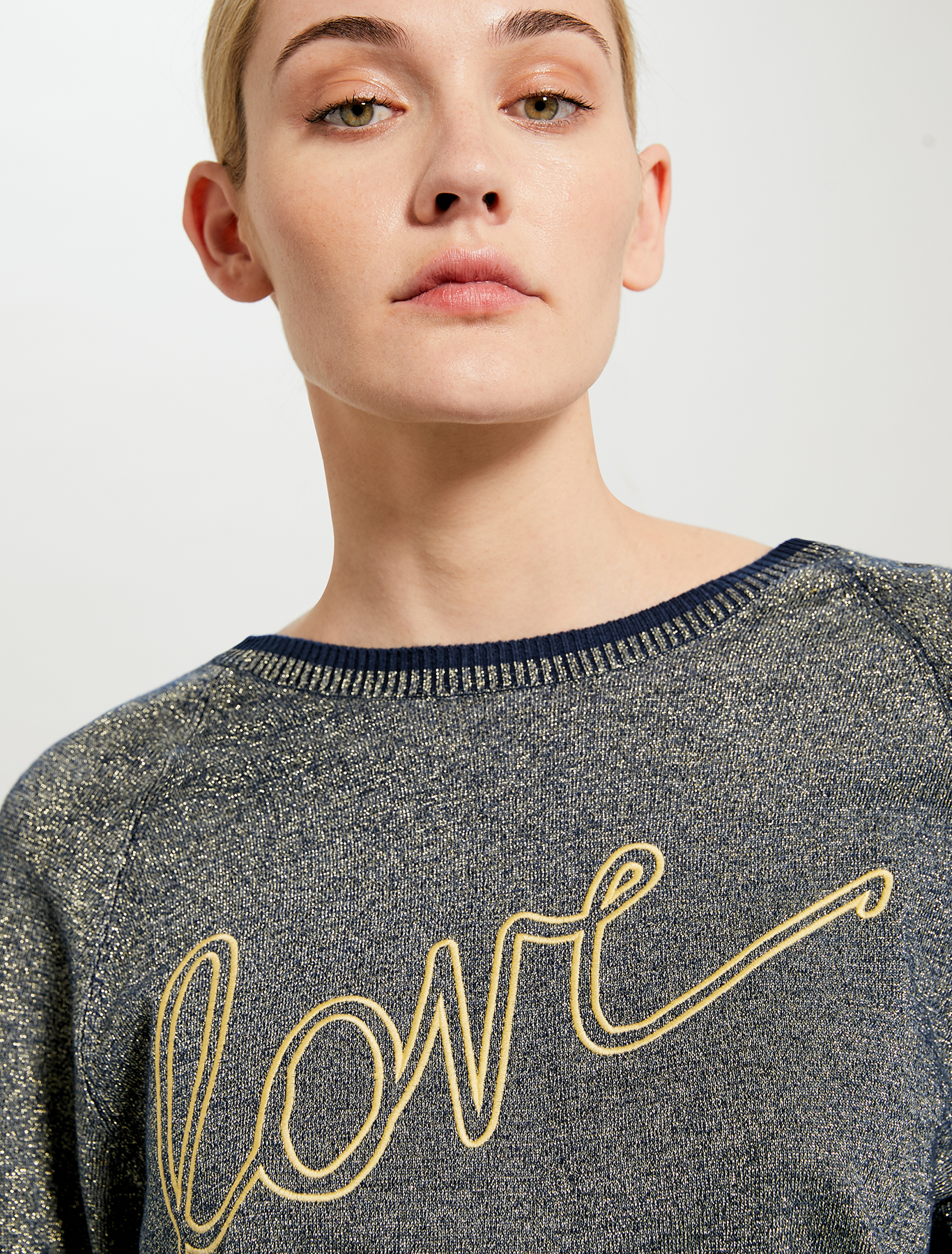 Lamé jumper with 'love' embroidery, navy blue - Pennyblack Lamé jumper with 'love' embroidery - navy blue - pennyblack