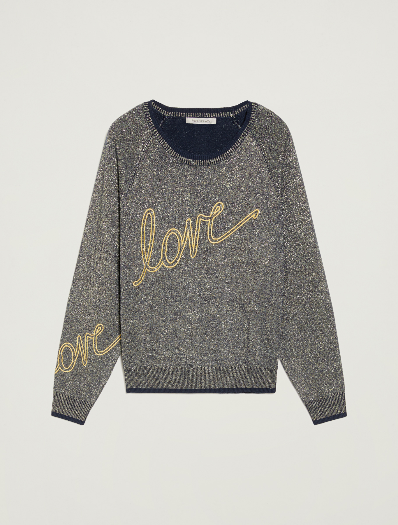 Lamé jumper with 'love' embroidery, navy blue - Pennyblack Lamé jumper with 'love' embroidery - navy blue - pennyblack