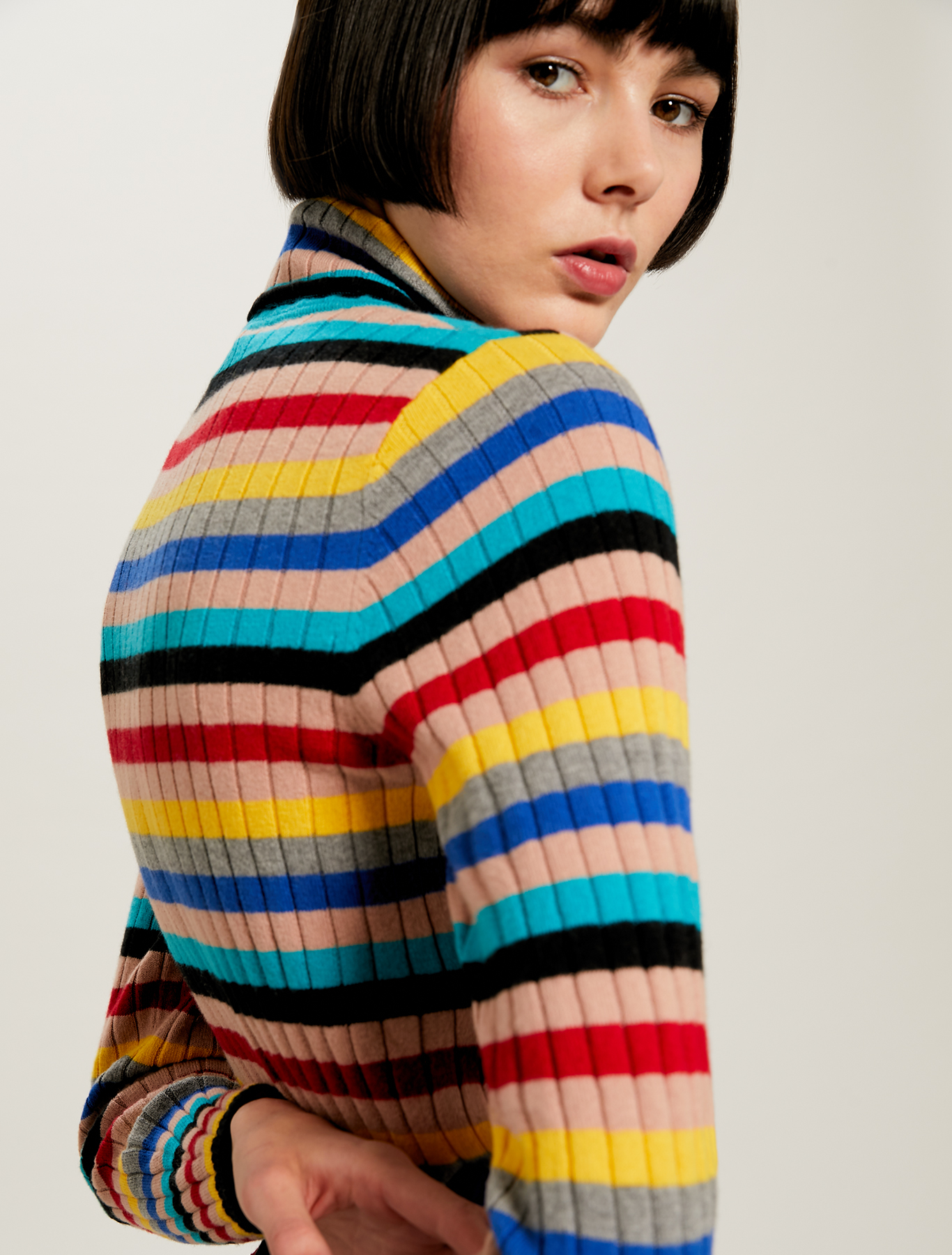 Striped multicolour turtleneck, multi coloured - Pennyblack Striped multicolour turtleneck - multi coloured - pennyblack