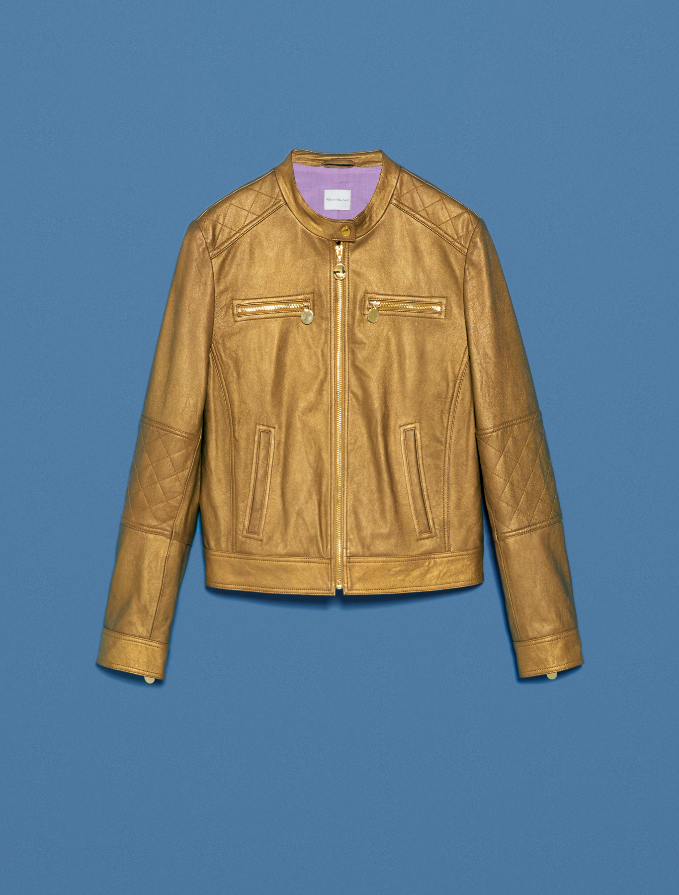 Patent leather biker jacket, gold - Pennyblack Patent leather biker jacket - gold - pennyblack