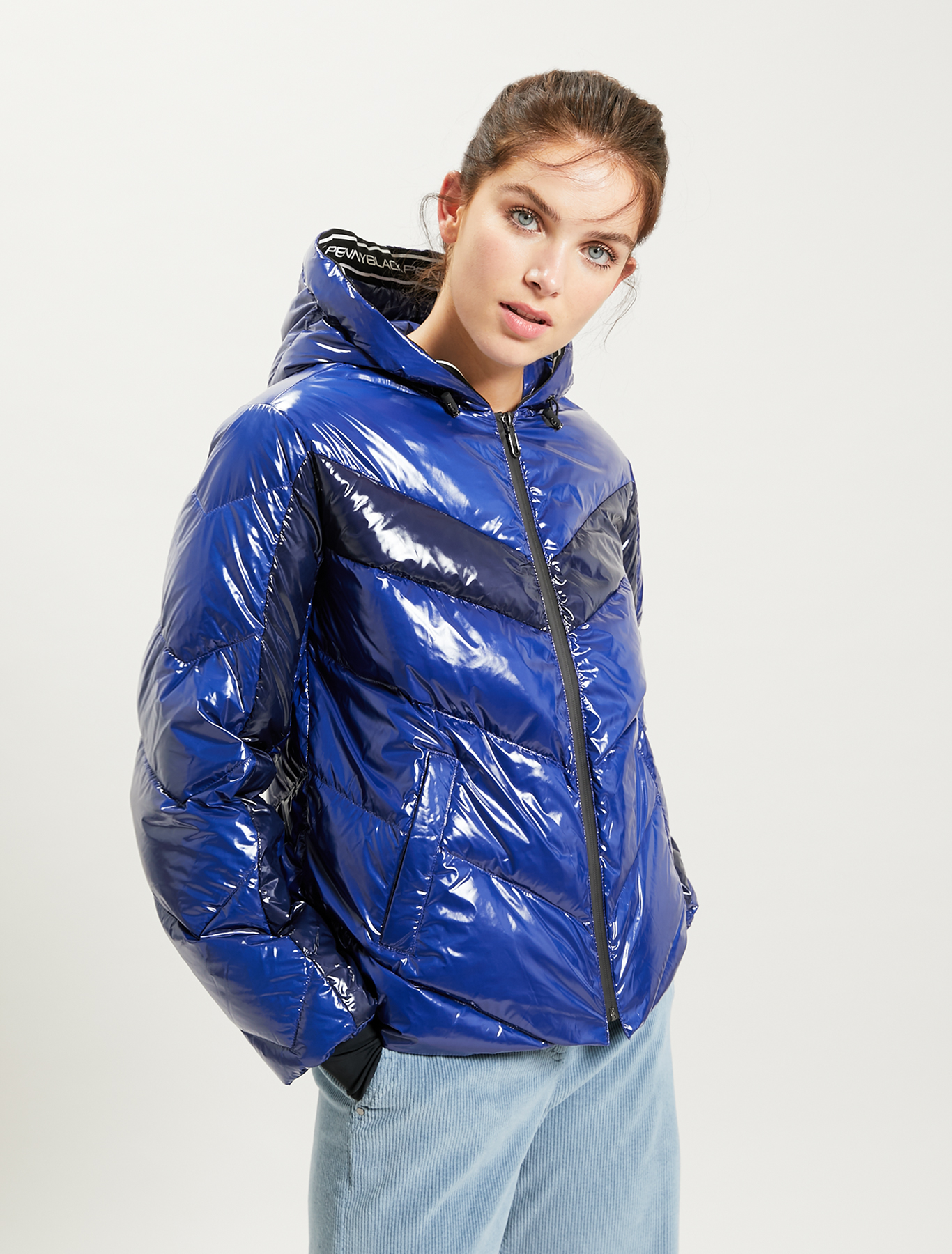 Glossy puffer jacket with inlay, midnight blue - Pennyblack Glossy puffer jacket with inlay - midnight blue - pennyblack