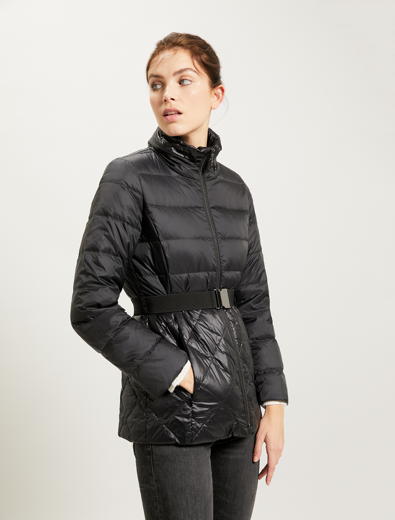 Slim fit matt-glossy down jacket, black - Pennyblack Slim fit matt-glossy down jacket - black - pennyblack