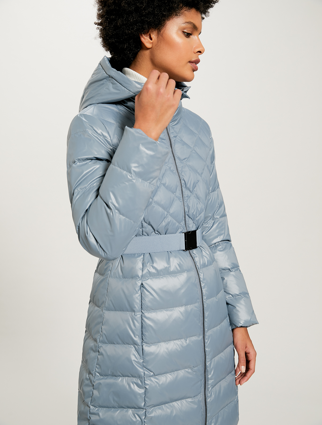 Matt-glossy belted down jacket, light blue - Pennyblack Matt-glossy belted down jacket - light blue - pennyblack