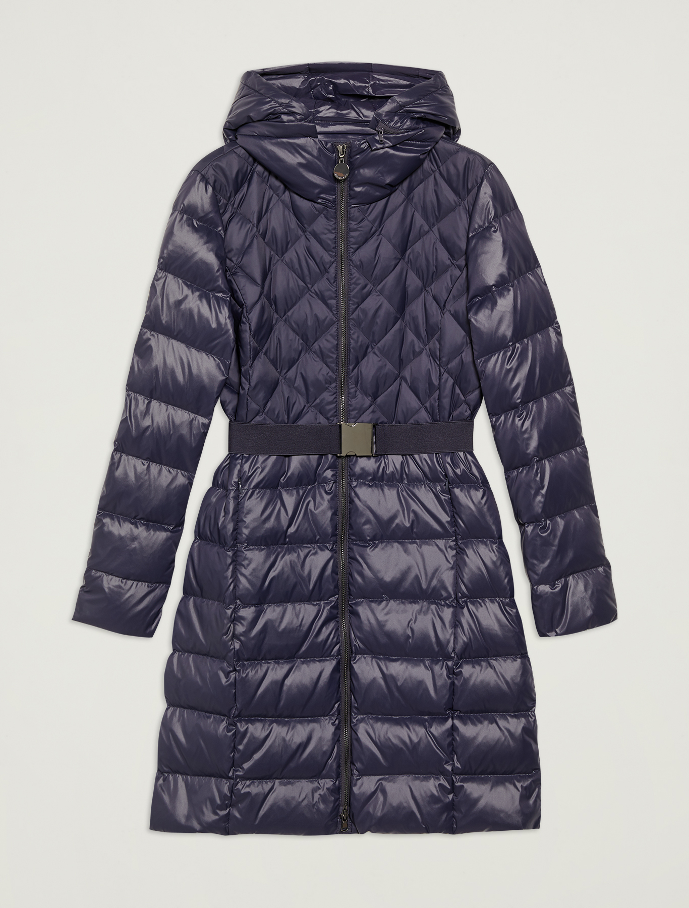 Matt-glossy belted down jacket, navy blue - Pennyblack Matt-glossy belted down jacket - navy blue - pennyblack