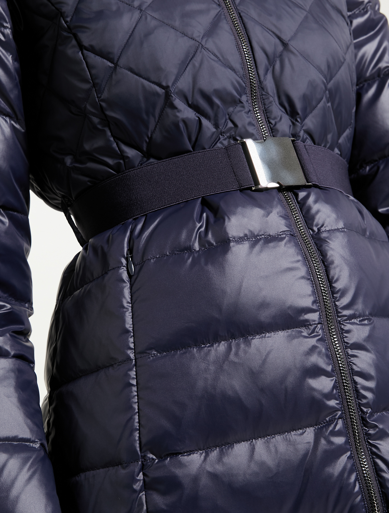 Matt-glossy belted down jacket, navy blue - Pennyblack Matt-glossy belted down jacket - navy blue - pennyblack