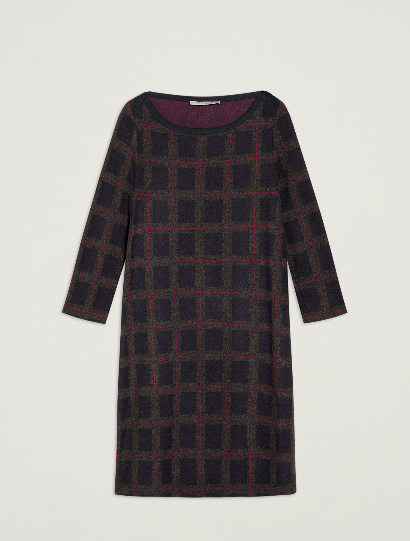 Jacquard jersey dress, navy blue pattern - Pennyblack