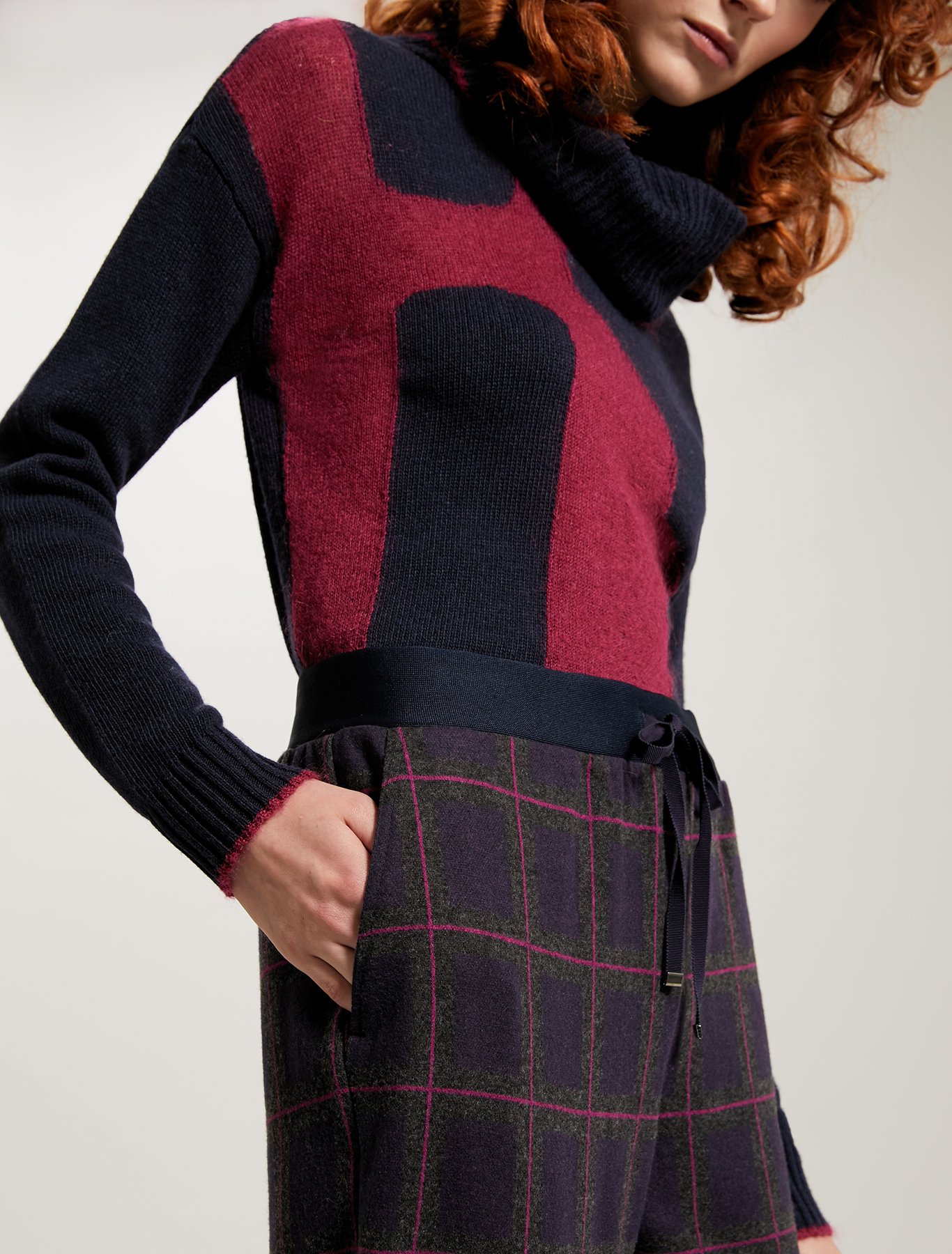Jacquard jersey trousers, navy blue pattern - Pennyblack Jacquard jersey trousers - navy blue pattern - pennyblack