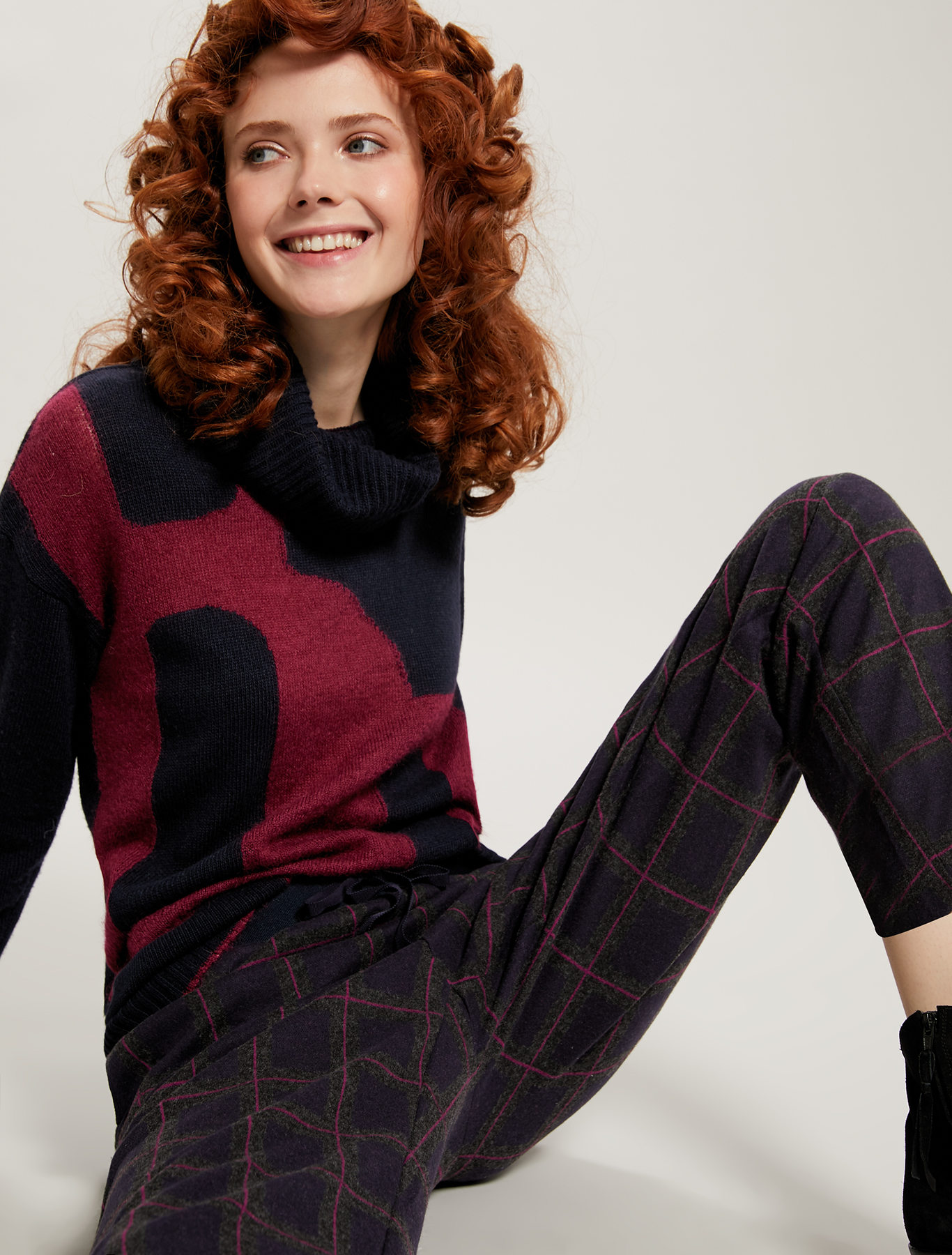 Jacquard jersey trousers, navy blue pattern - Pennyblack Jacquard jersey trousers - navy blue pattern - pennyblack