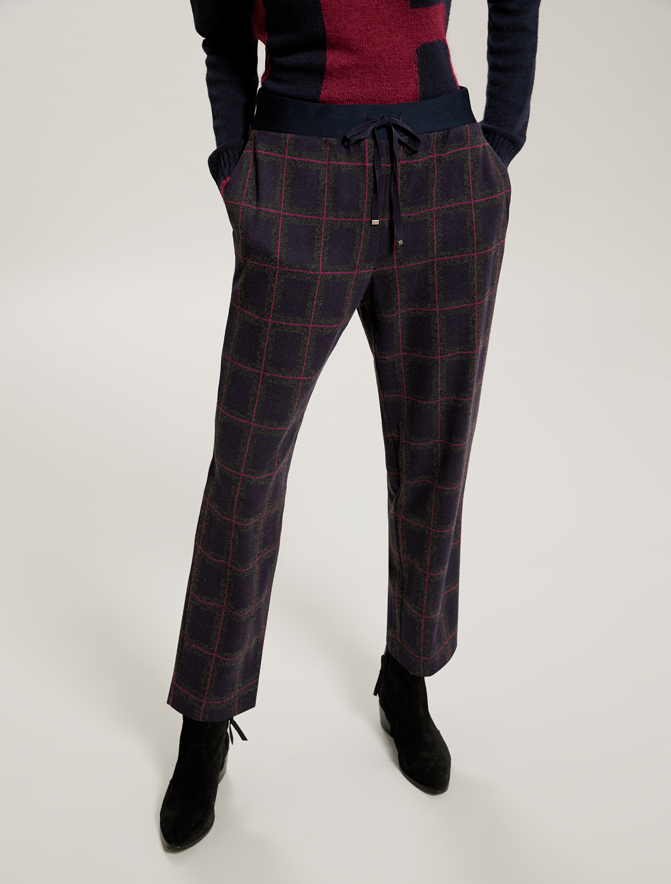 Jacquard jersey trousers, navy blue pattern - Pennyblack Jacquard jersey trousers - navy blue pattern - pennyblack
