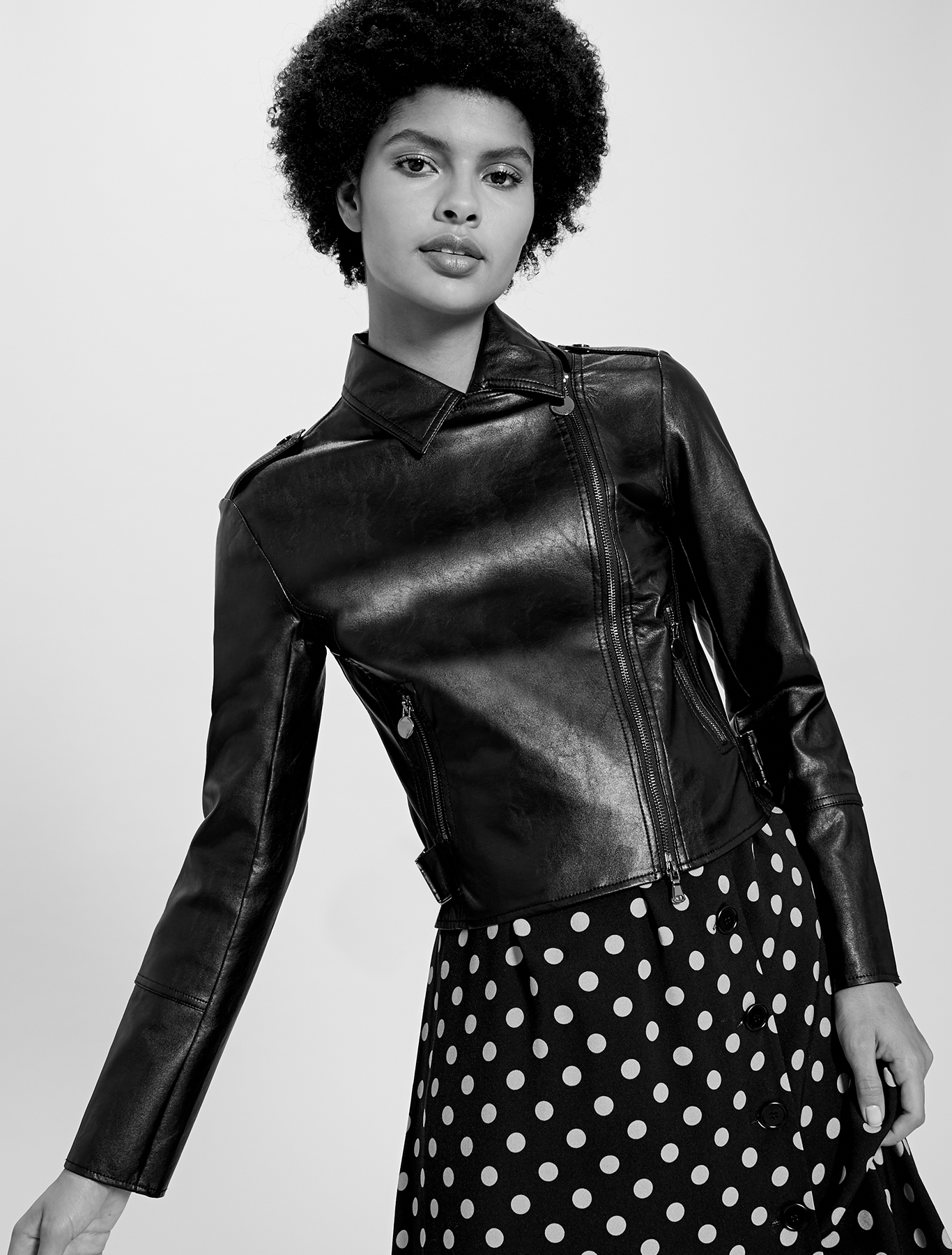 Biker jacket in coated jersey, black - Pennyblack Biker jacket in coated jersey - black - pennyblack