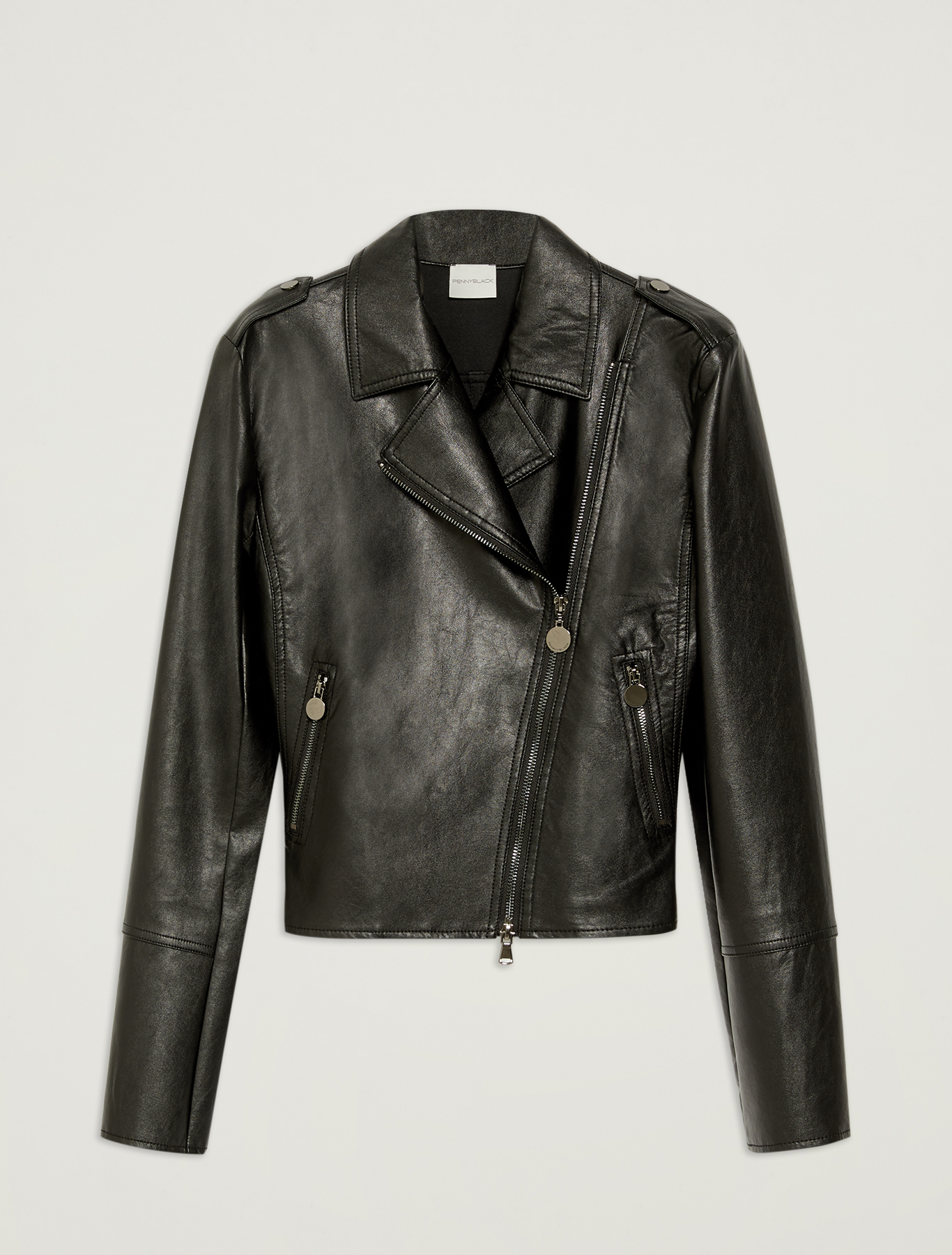 Biker jacket in coated jersey, black - Pennyblack Biker jacket in coated jersey - black - pennyblack