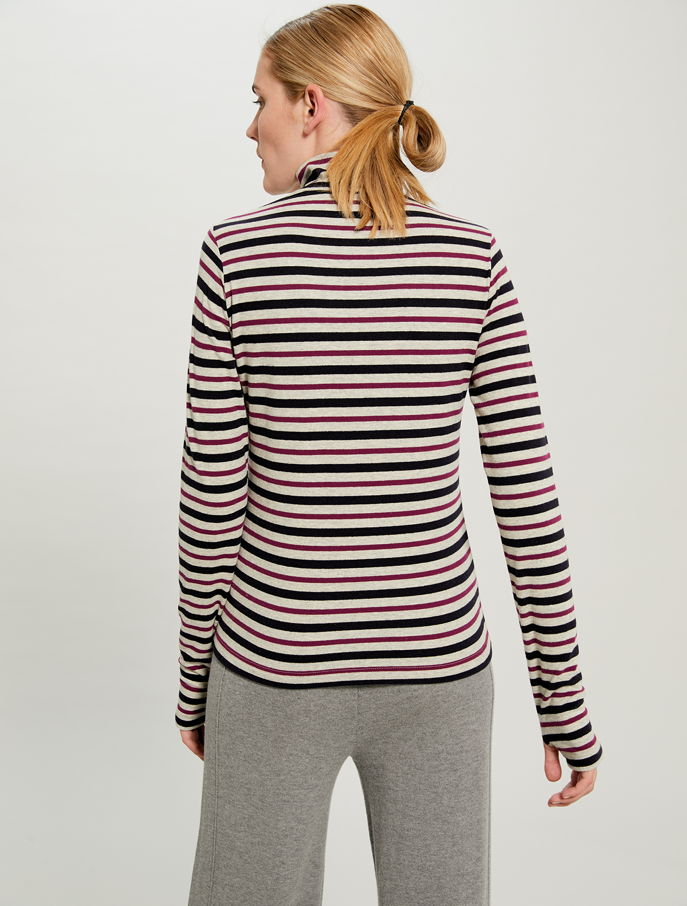 Turtleneck cotton T-shirt, light grey pattern - Pennyblack Turtleneck cotton T-shirt - light grey pattern - pennyblack