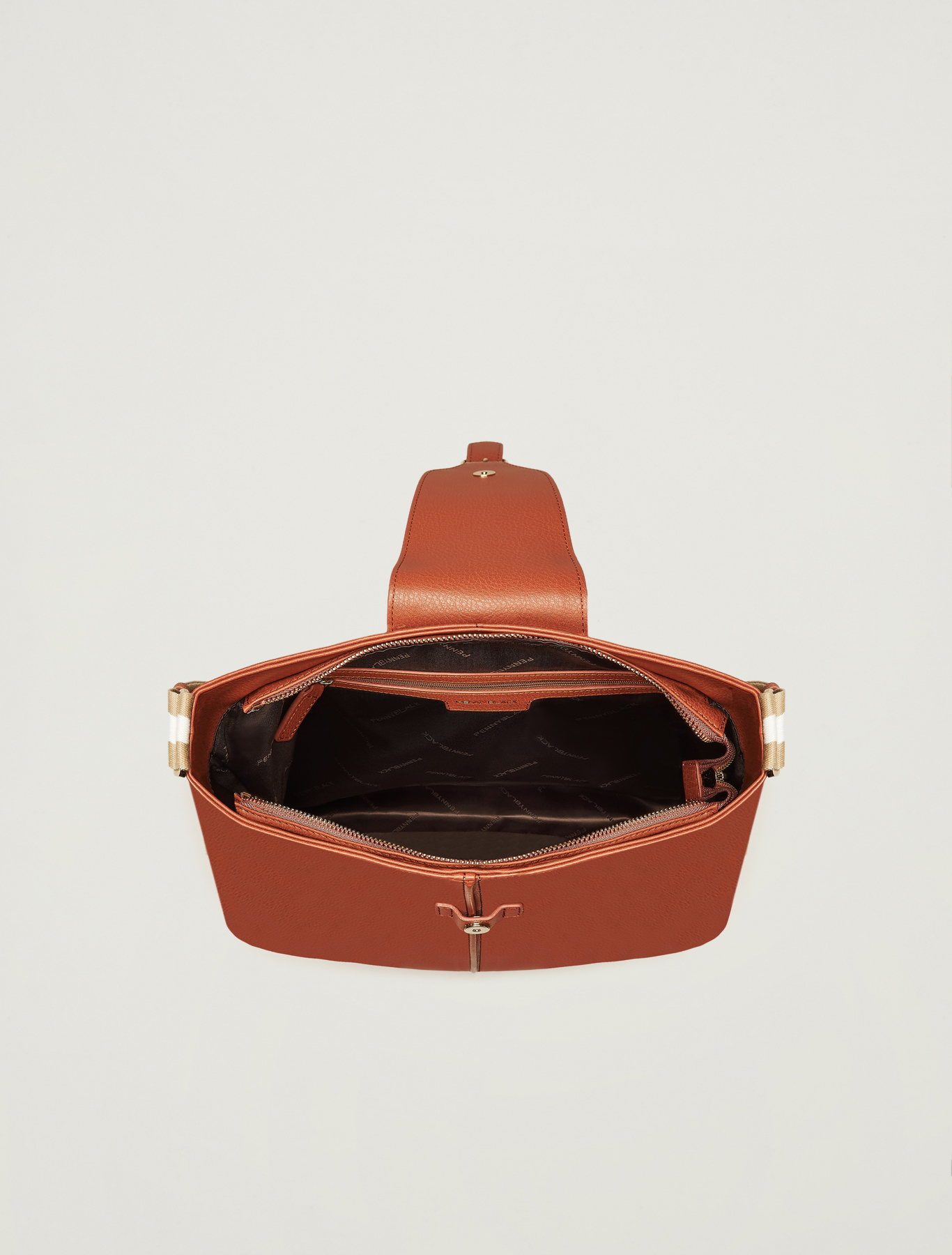 Hobo bag with striped ribbon, tan - Pennyblack Hobo bag with striped ribbon - tan - pennyblack