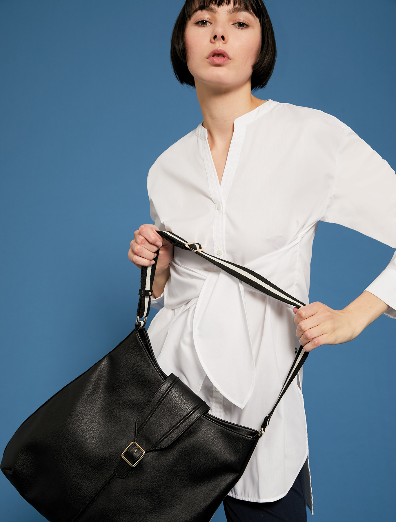 Hobo bag with striped ribbon, black - Pennyblack Hobo bag with striped ribbon - black - pennyblack