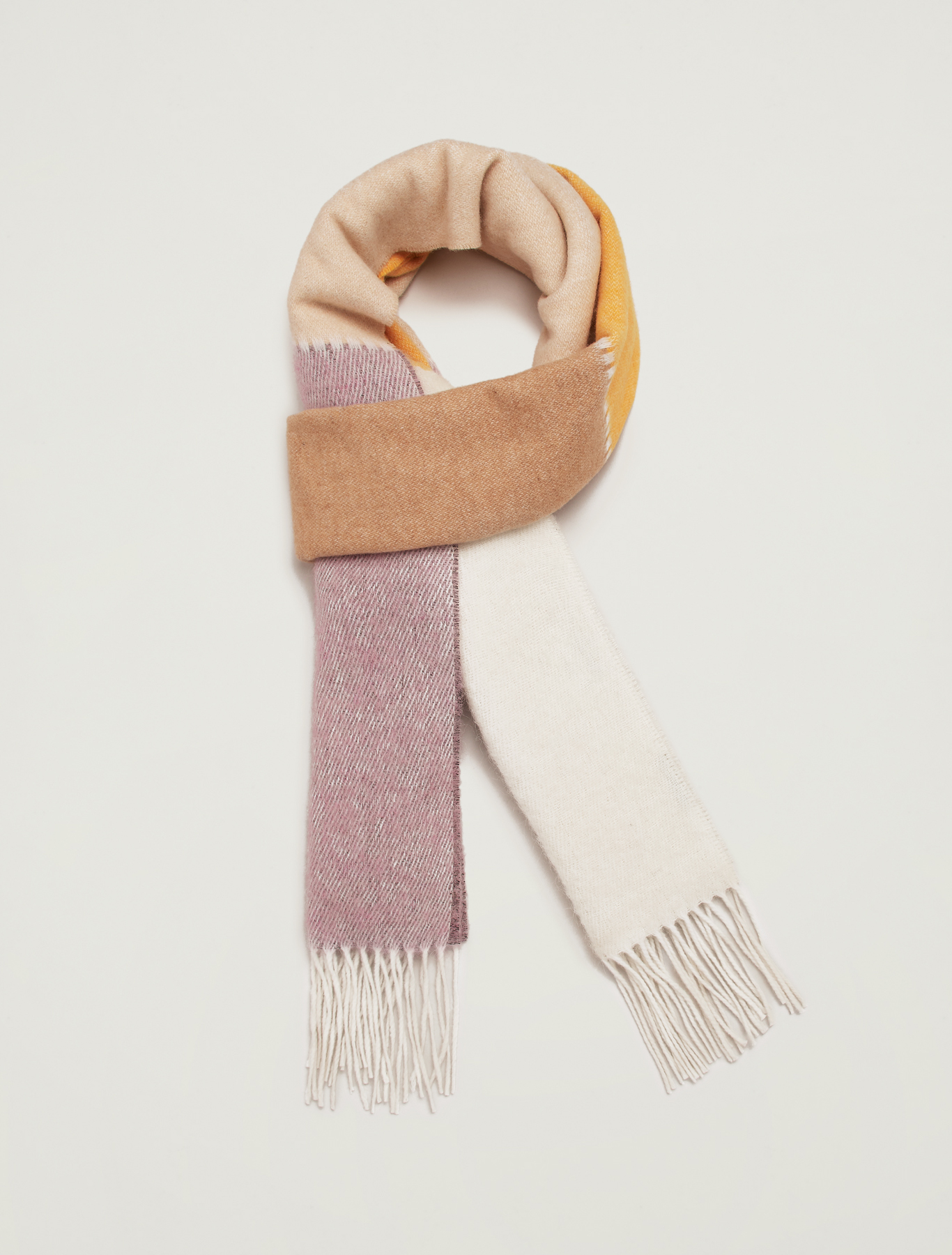 Fringed colour-block scarf, sunshine yellow - Pennyblack Fringed colour-block scarf - sunshine yellow - pennyblack