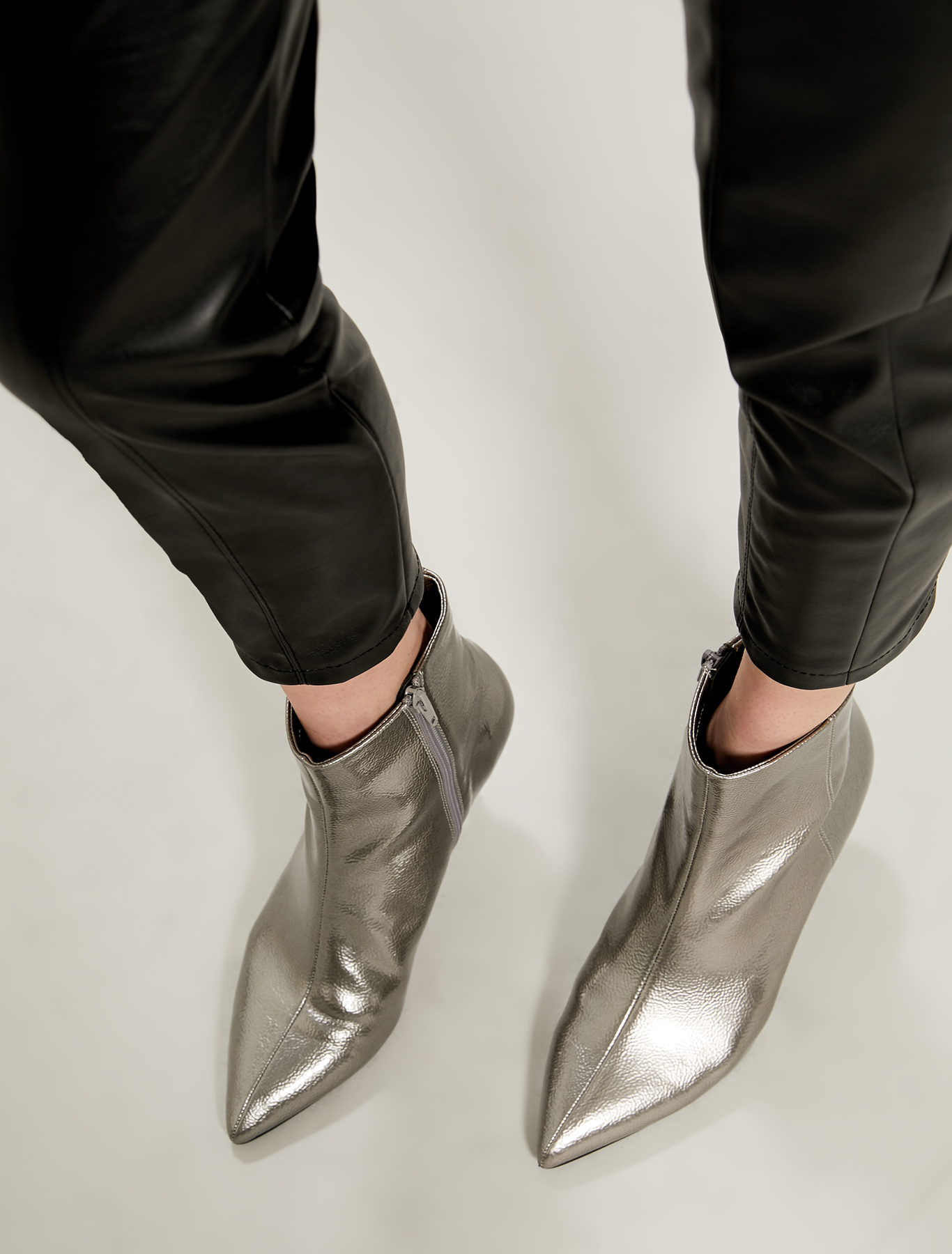 Laminated kitten heel boots, silver - Pennyblack Laminated kitten heel boots - silver - pennyblack