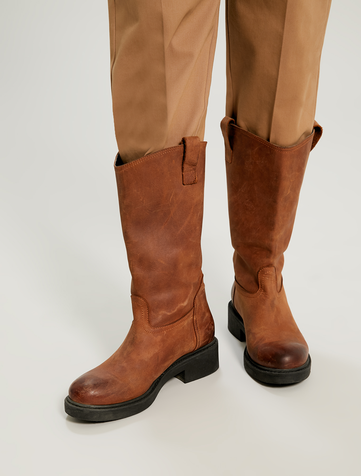 Leather biker boots, tan - Pennyblack Leather biker boots - tan - pennyblack