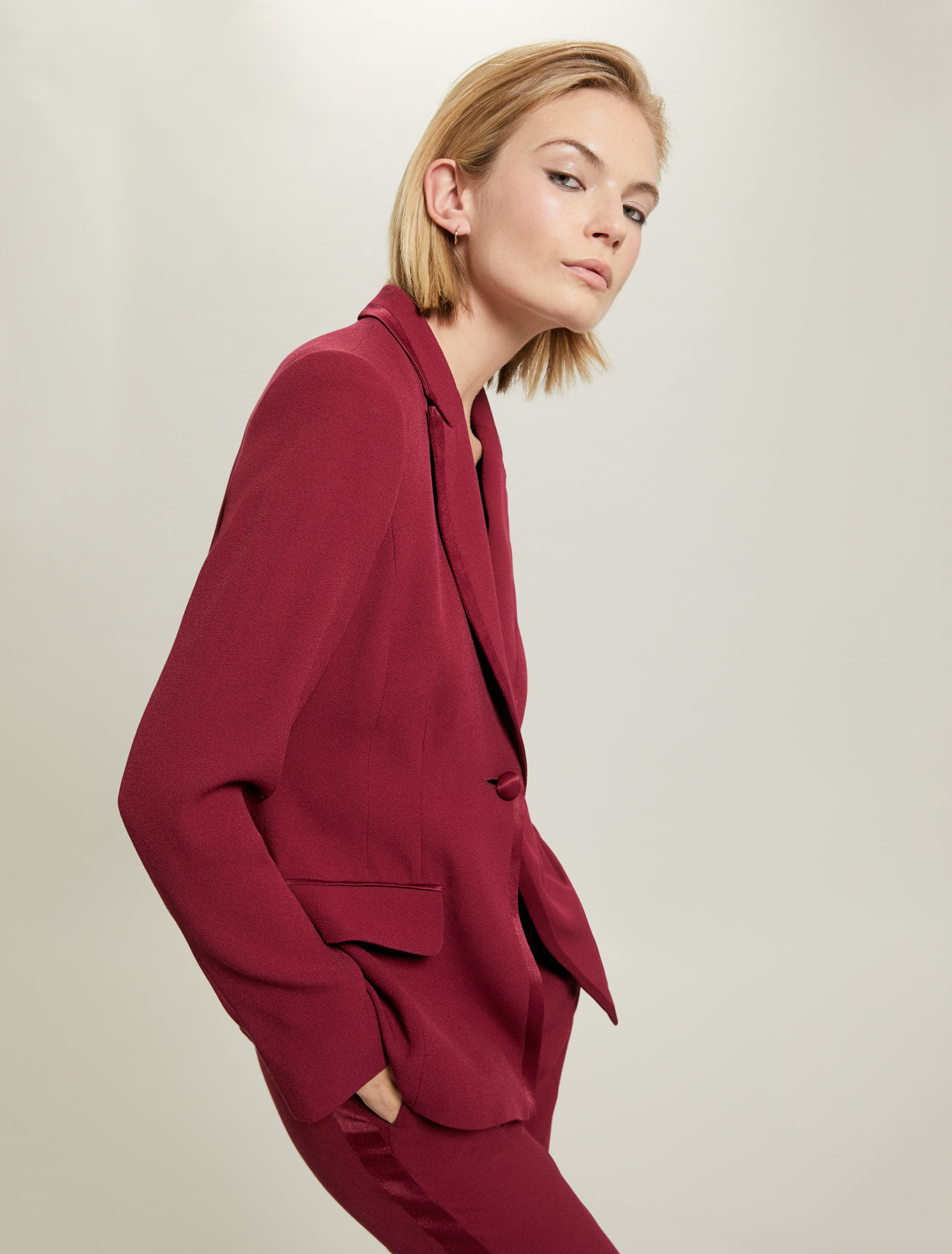 Crêpe tuxedo jacket, burgundy - Pennyblack Crêpe tuxedo jacket - burgundy - pennyblack