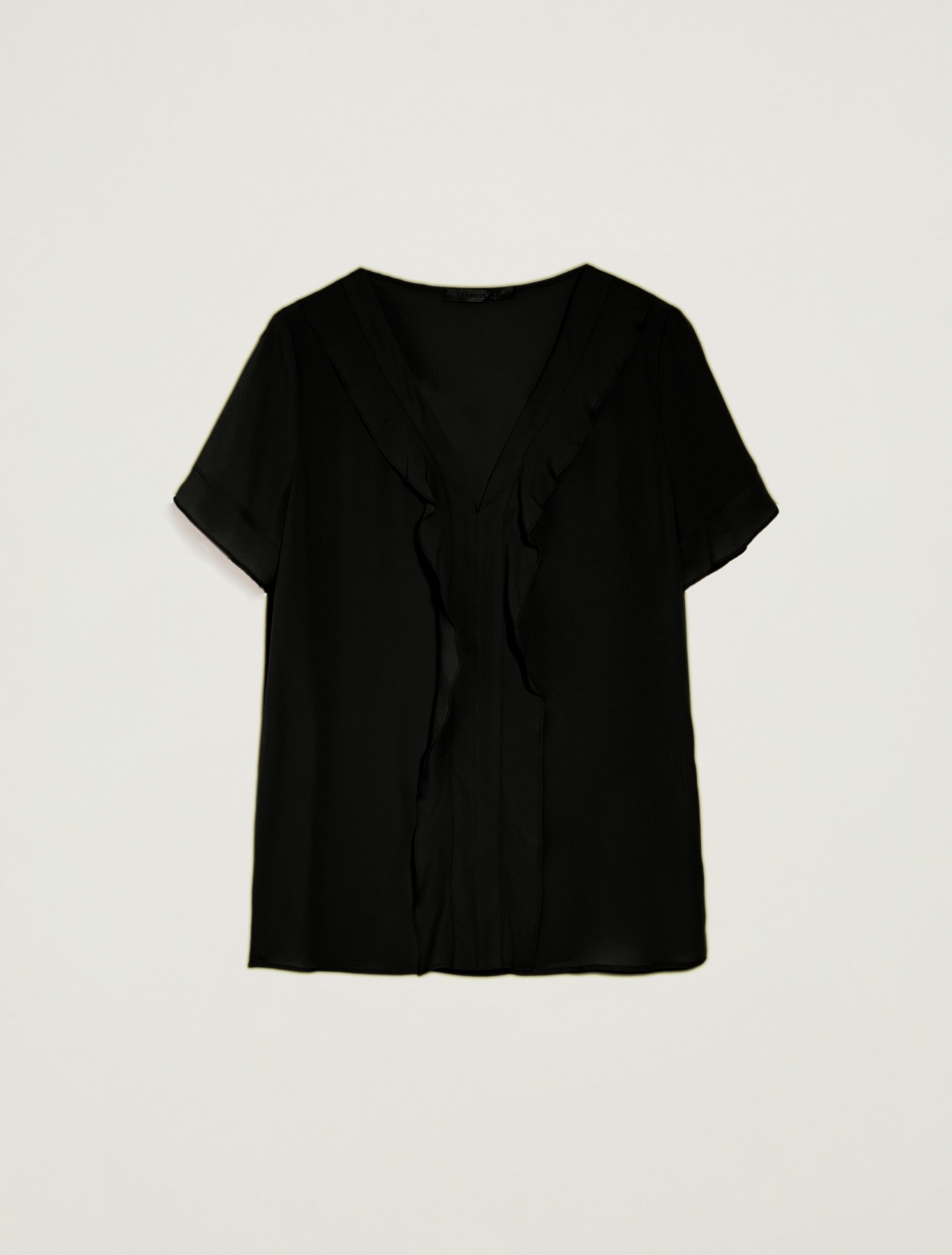 Blusa in crêpe con volant, nero - Pennyblack Blusa in crêpe con volant - nero - pennyblack