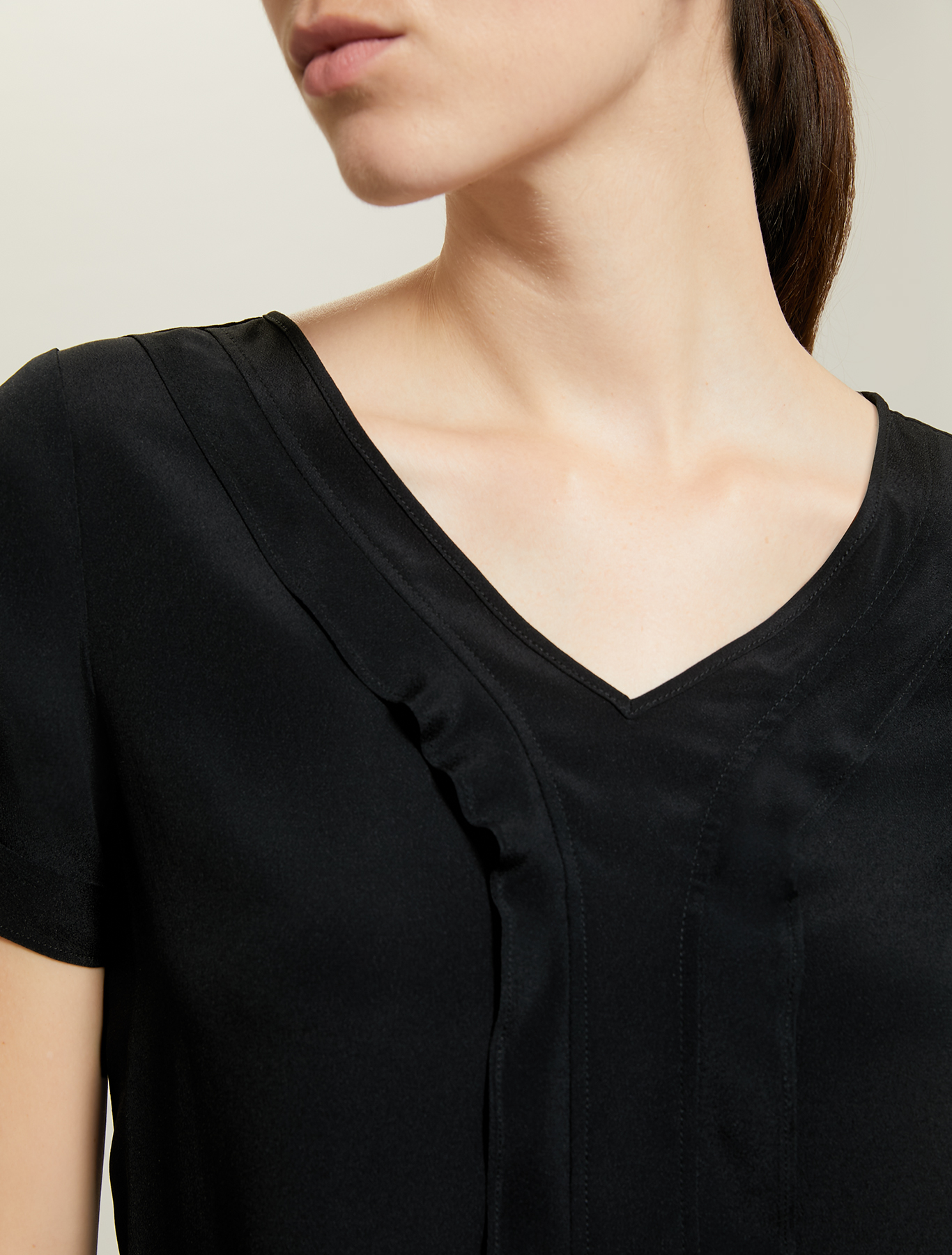 Blusa in crêpe con volant, nero - Pennyblack Blusa in crêpe con volant - nero - pennyblack