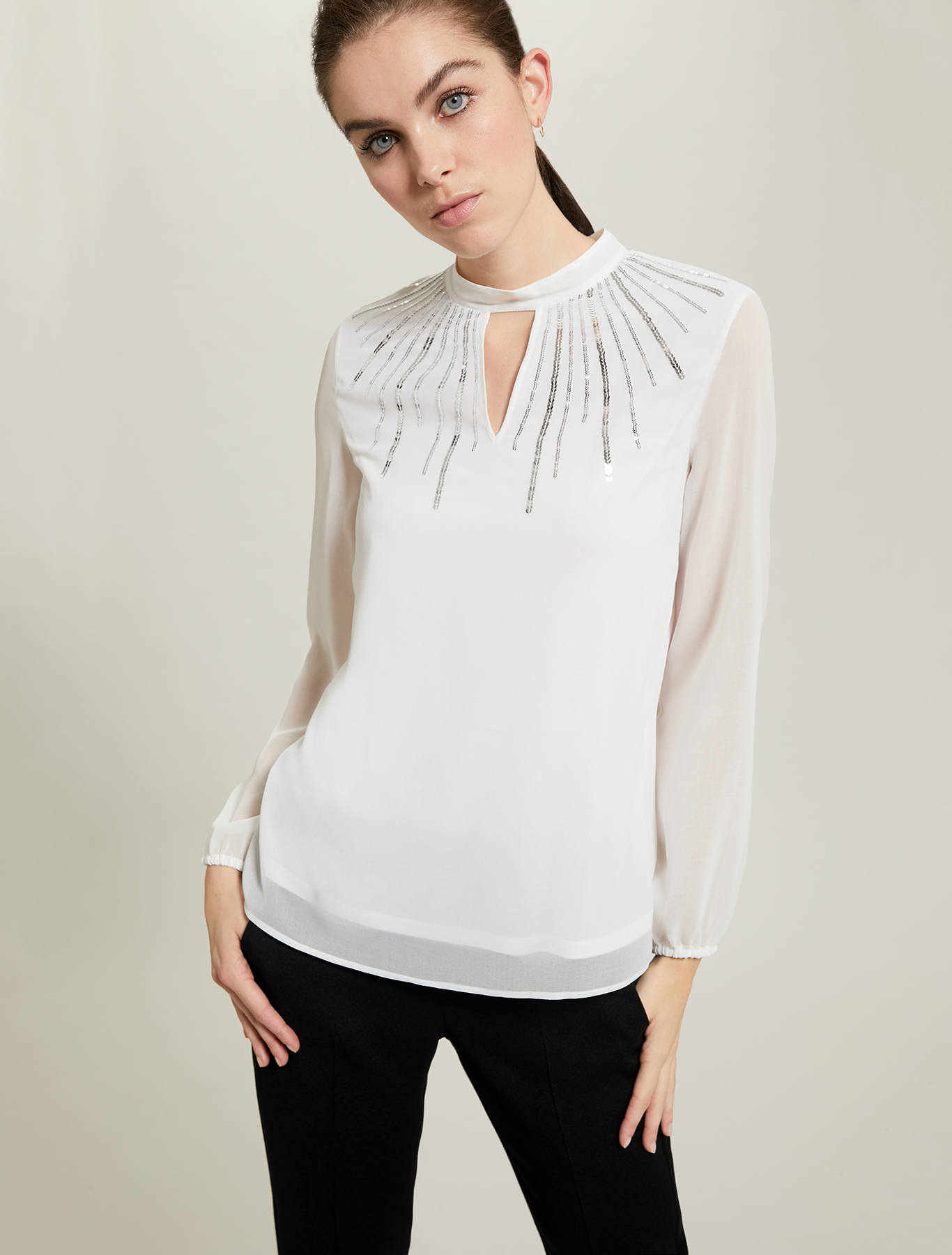 Sequinned georgette blouse, ivory - Pennyblack Sequinned georgette blouse - ivory - pennyblack
