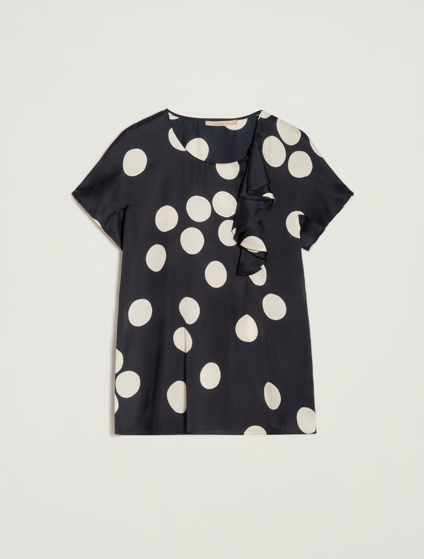 Maxi polka-dot blouse, midnight blue pattern - Pennyblack Maxi polka-dot blouse - midnight blue pattern - pennyblack