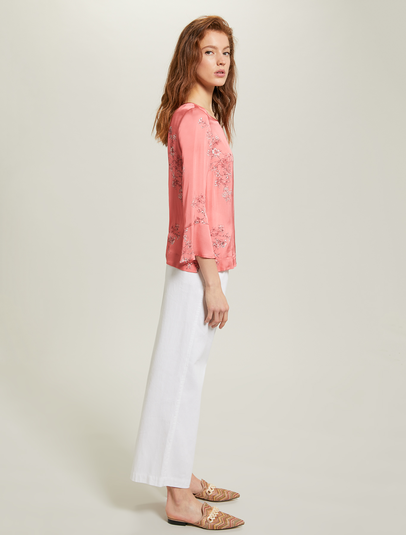 Blusa in raso floreale, fantasia rosa antico - Pennyblack Blusa in raso floreale - fantasia rosa antico - pennyblack