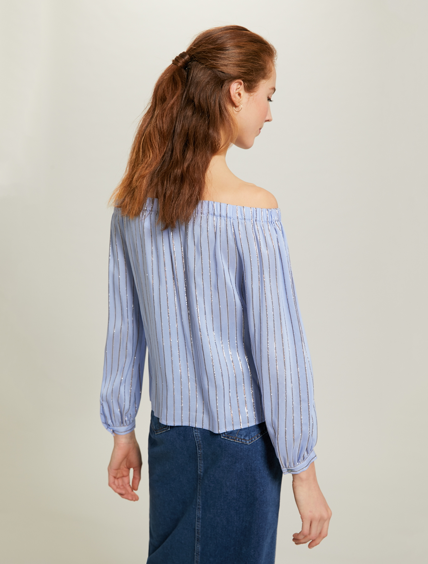 Lamé striped blouse, light blue pattern - Pennyblack Lamé striped blouse - light blue pattern - pennyblack