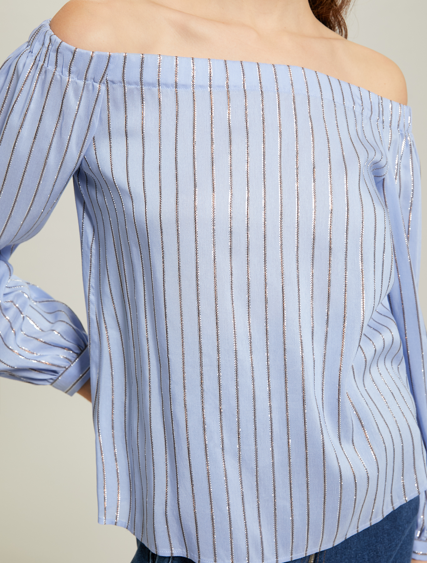 Lamé striped blouse, light blue pattern - Pennyblack Lamé striped blouse - light blue pattern - pennyblack