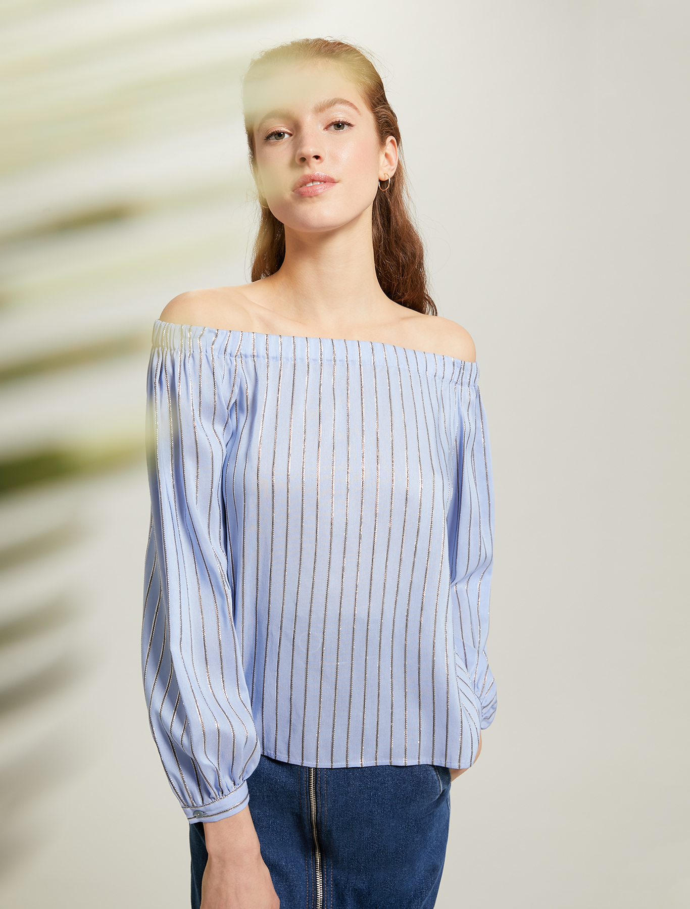 Lamé striped blouse, light blue pattern - Pennyblack Lamé striped blouse - light blue pattern - pennyblack