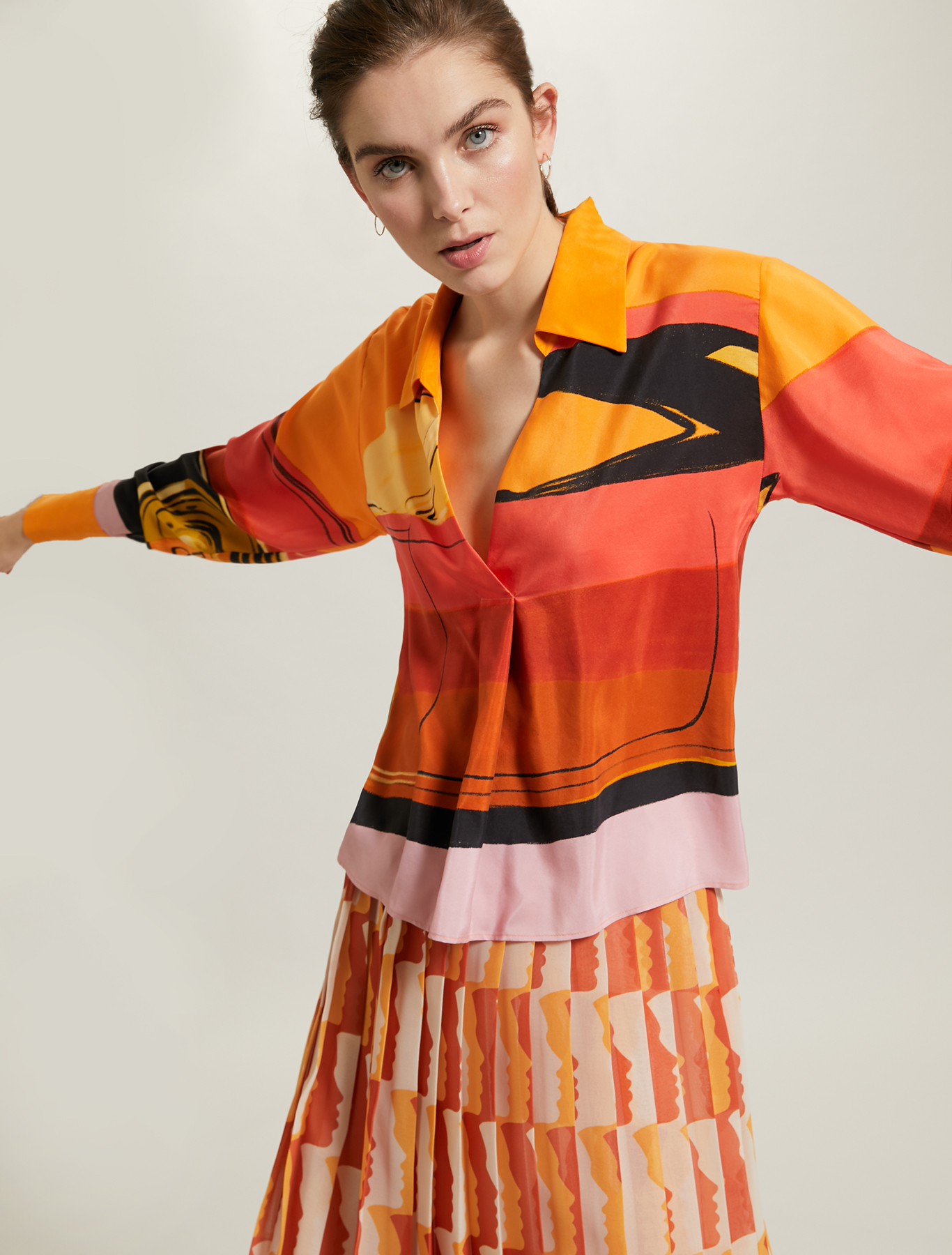 Sunset Road silk shirt, orange pattern - Pennyblack Sunset Road silk shirt - orange pattern - pennyblack
