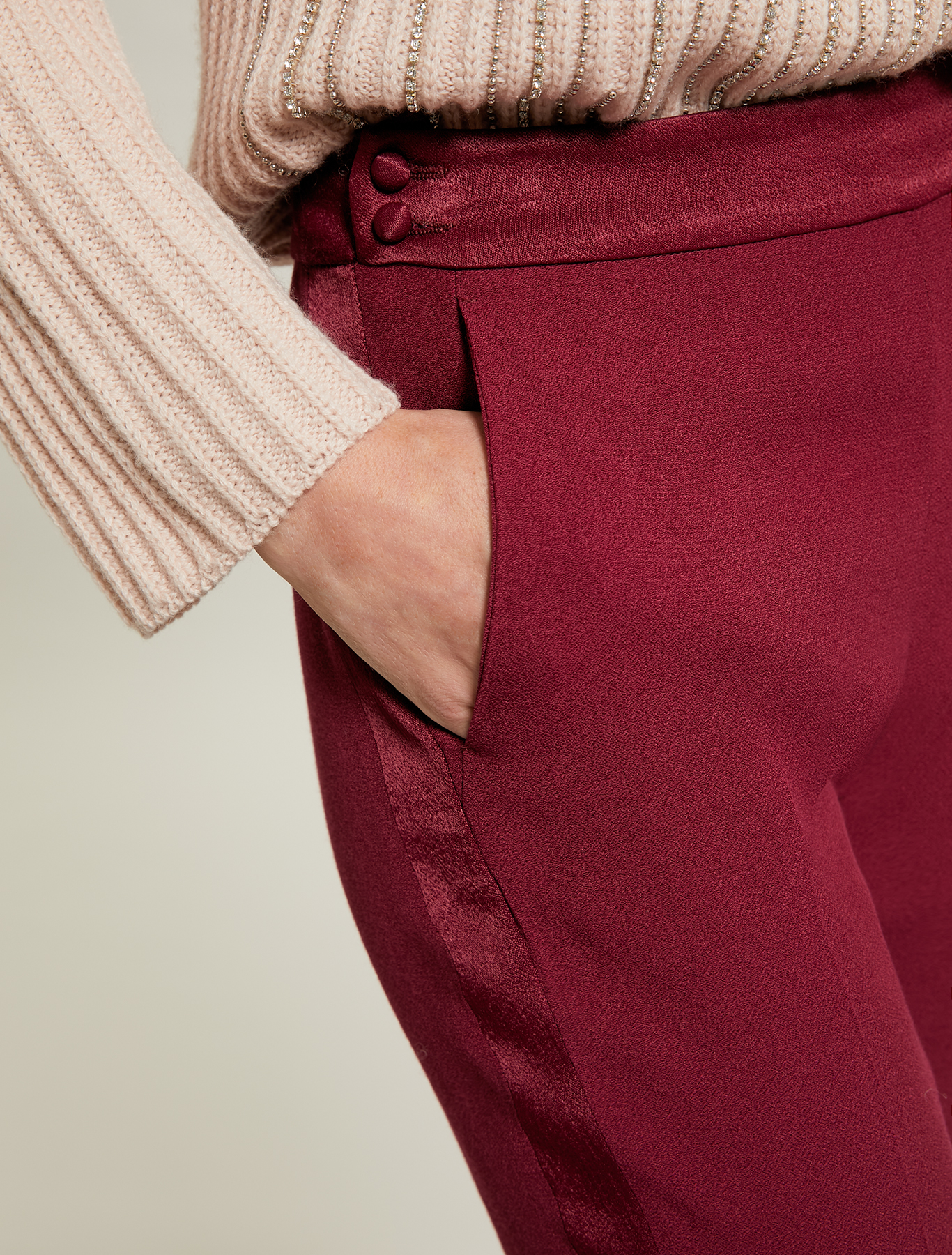 Crêpe tuxedo trousers, burgundy - Pennyblack Crêpe tuxedo trousers - burgundy - pennyblack