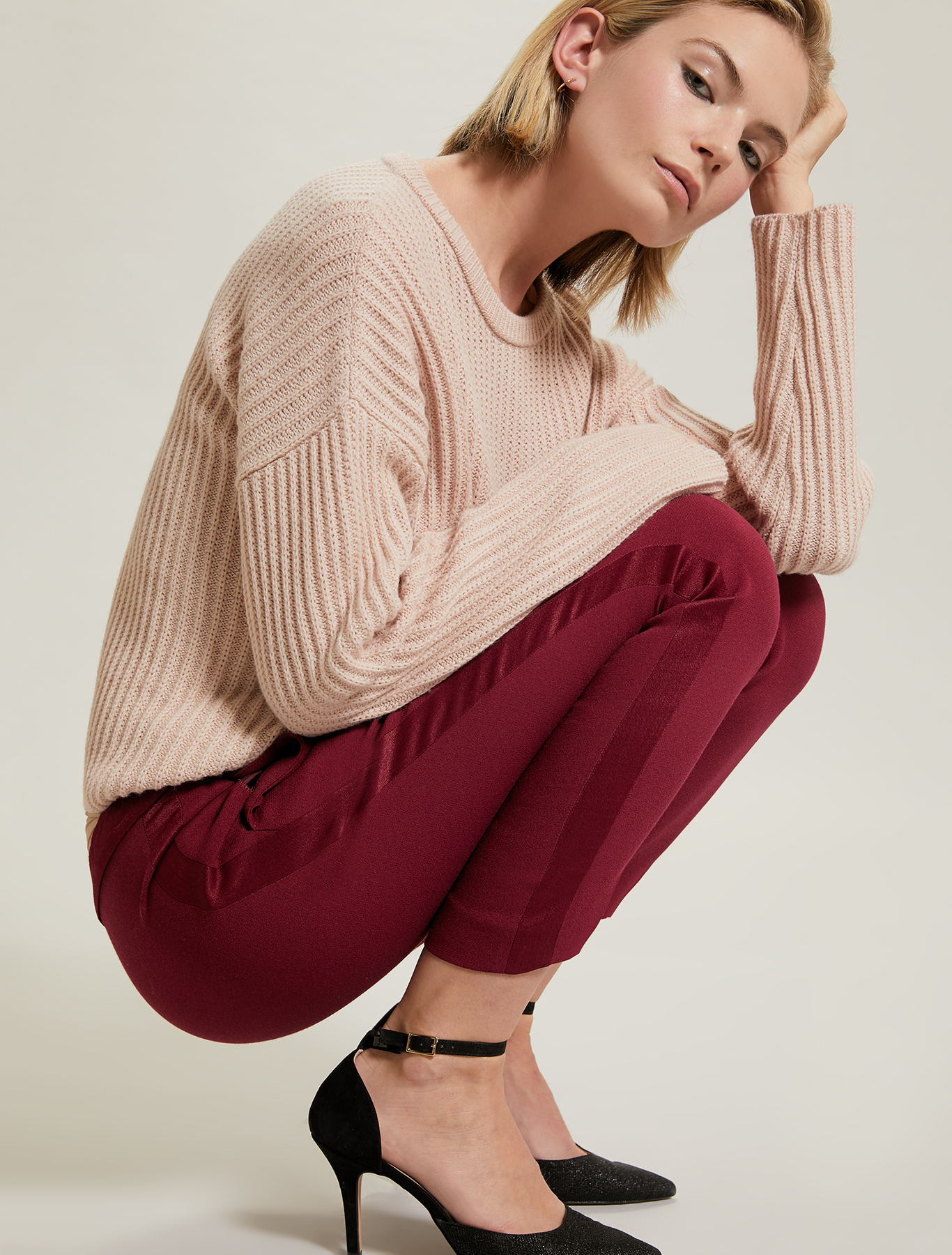 Crêpe tuxedo trousers, burgundy - Pennyblack Crêpe tuxedo trousers - burgundy - pennyblack