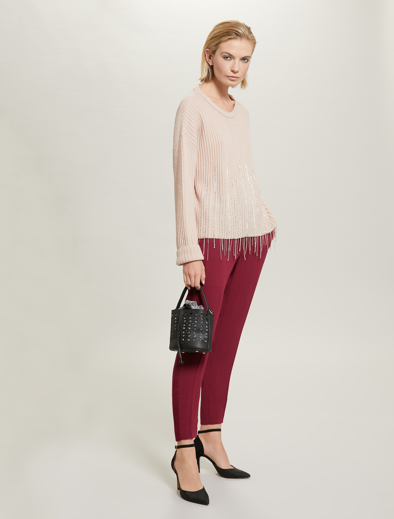 Crêpe tuxedo trousers, burgundy - Pennyblack Crêpe tuxedo trousers - burgundy - pennyblack