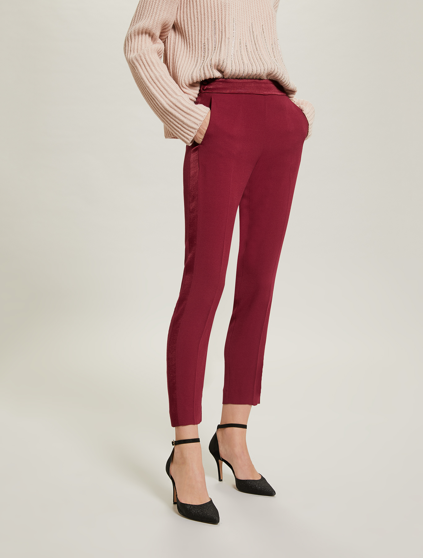 Crêpe tuxedo trousers, burgundy - Pennyblack Crêpe tuxedo trousers - burgundy - pennyblack