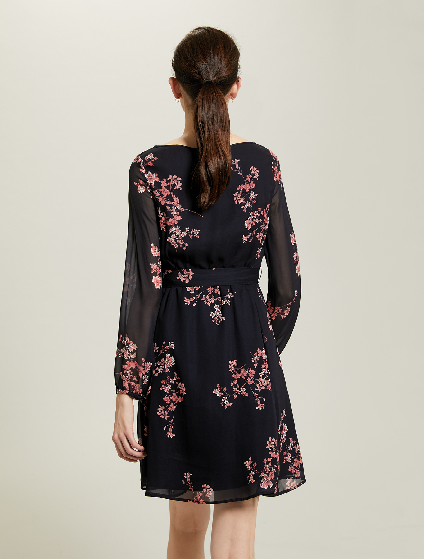 Dress in floral georgette, navy blue pattern - Pennyblack Dress in floral georgette - navy blue pattern - pennyblack