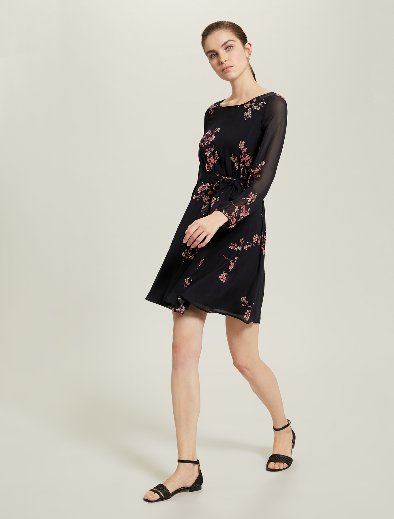 Dress in floral georgette, navy blue pattern - Pennyblack Dress in floral georgette - navy blue pattern - pennyblack