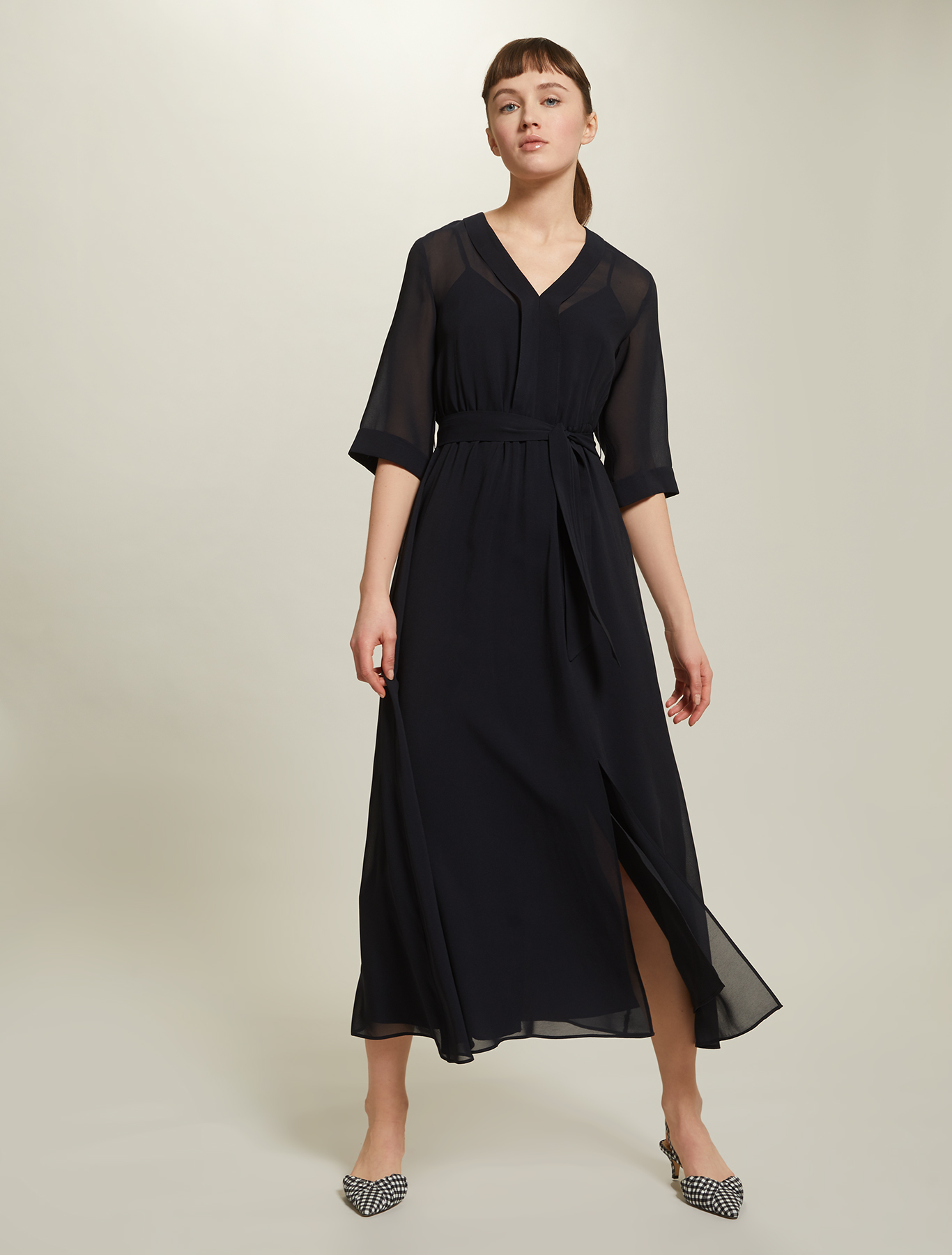 Long georgette dress, midnight blue - Pennyblack Long georgette dress - midnight blue - pennyblack