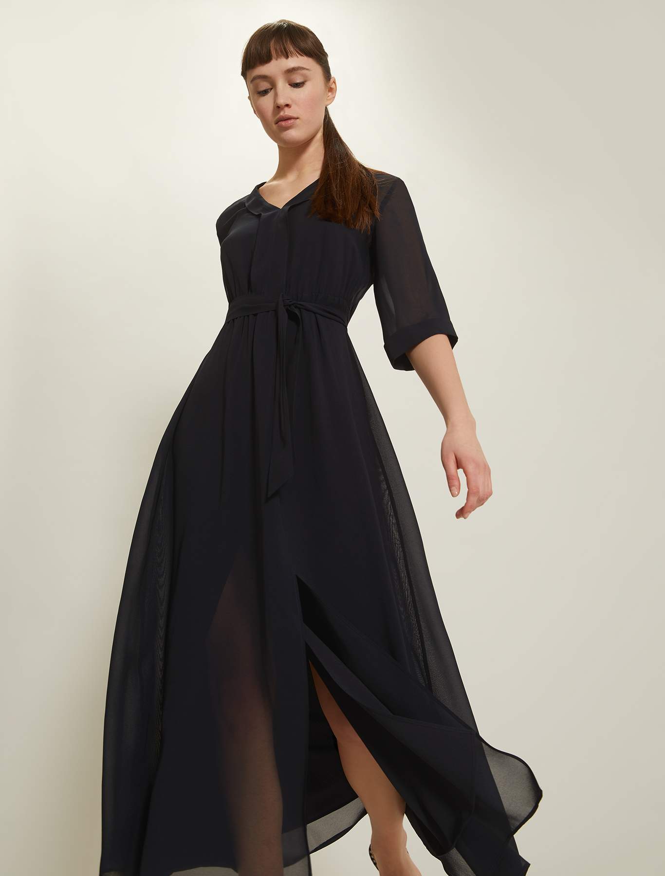 Long georgette dress, midnight blue - Pennyblack Long georgette dress - midnight blue - pennyblack