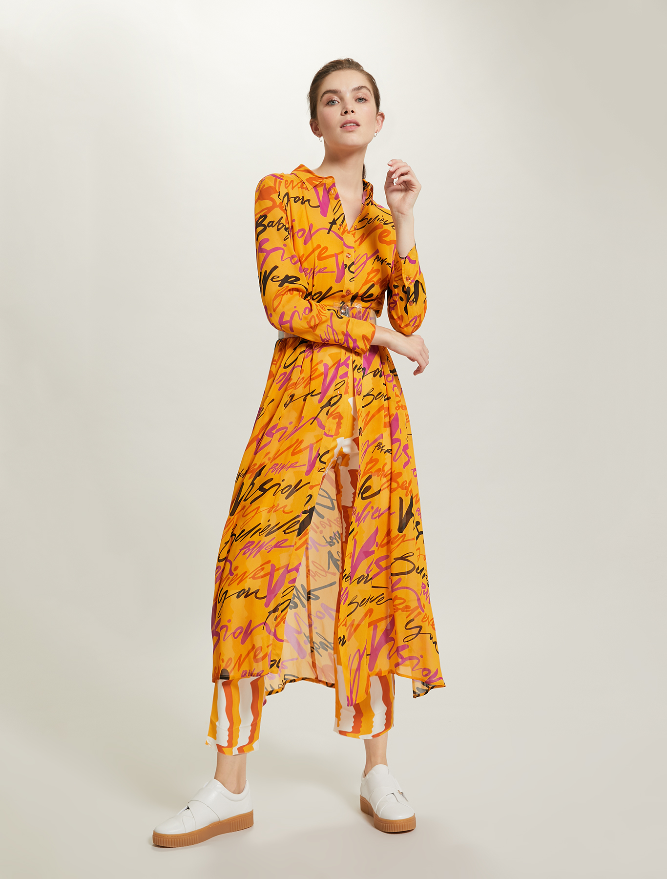 Sunset Road shirt dress in chiffon, orange pattern - Pennyblack Sunset Road shirt dress in chiffon - orange pattern - pennyblack