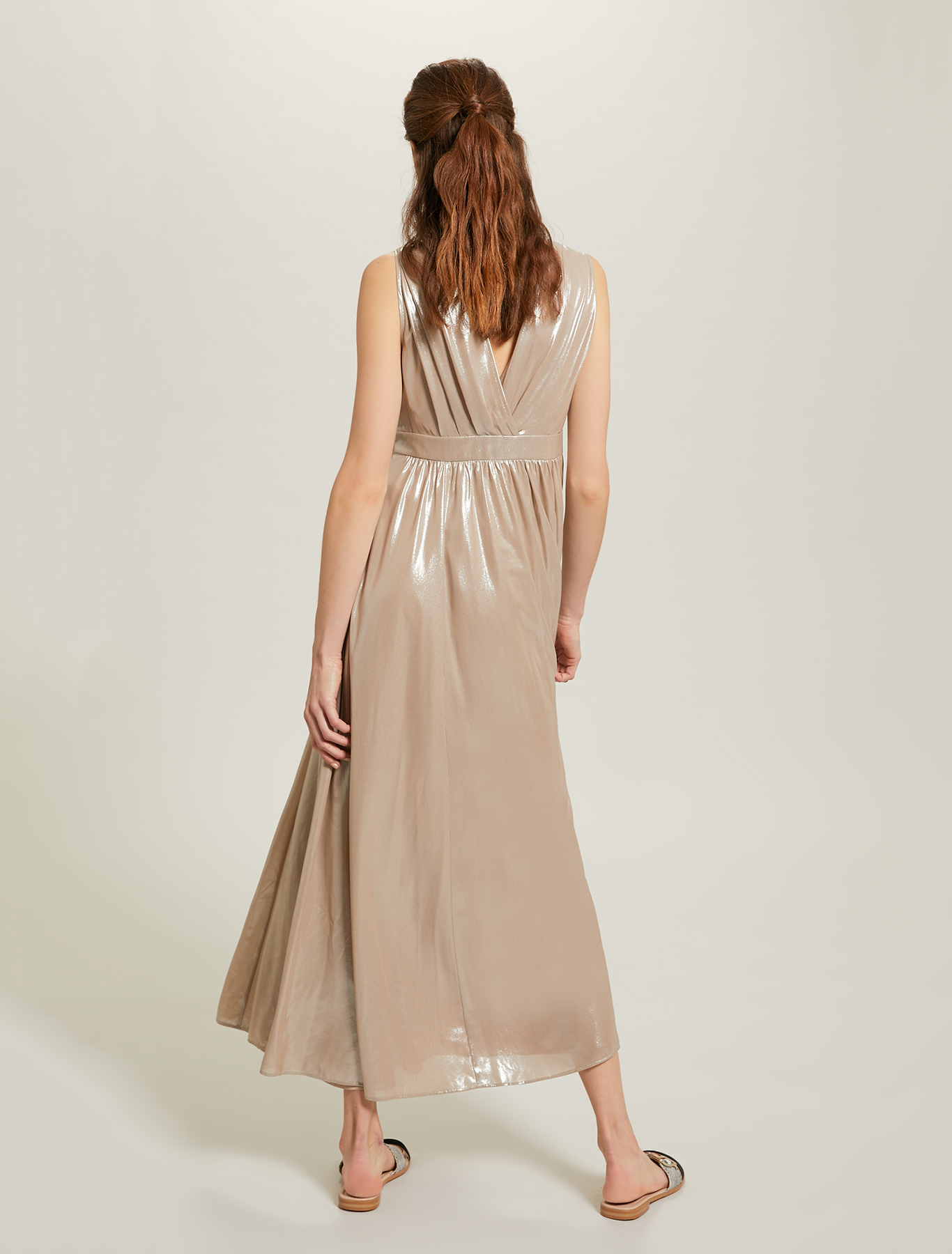 Dress in metallic georgette, beige - Pennyblack Dress in metallic georgette - beige - pennyblack