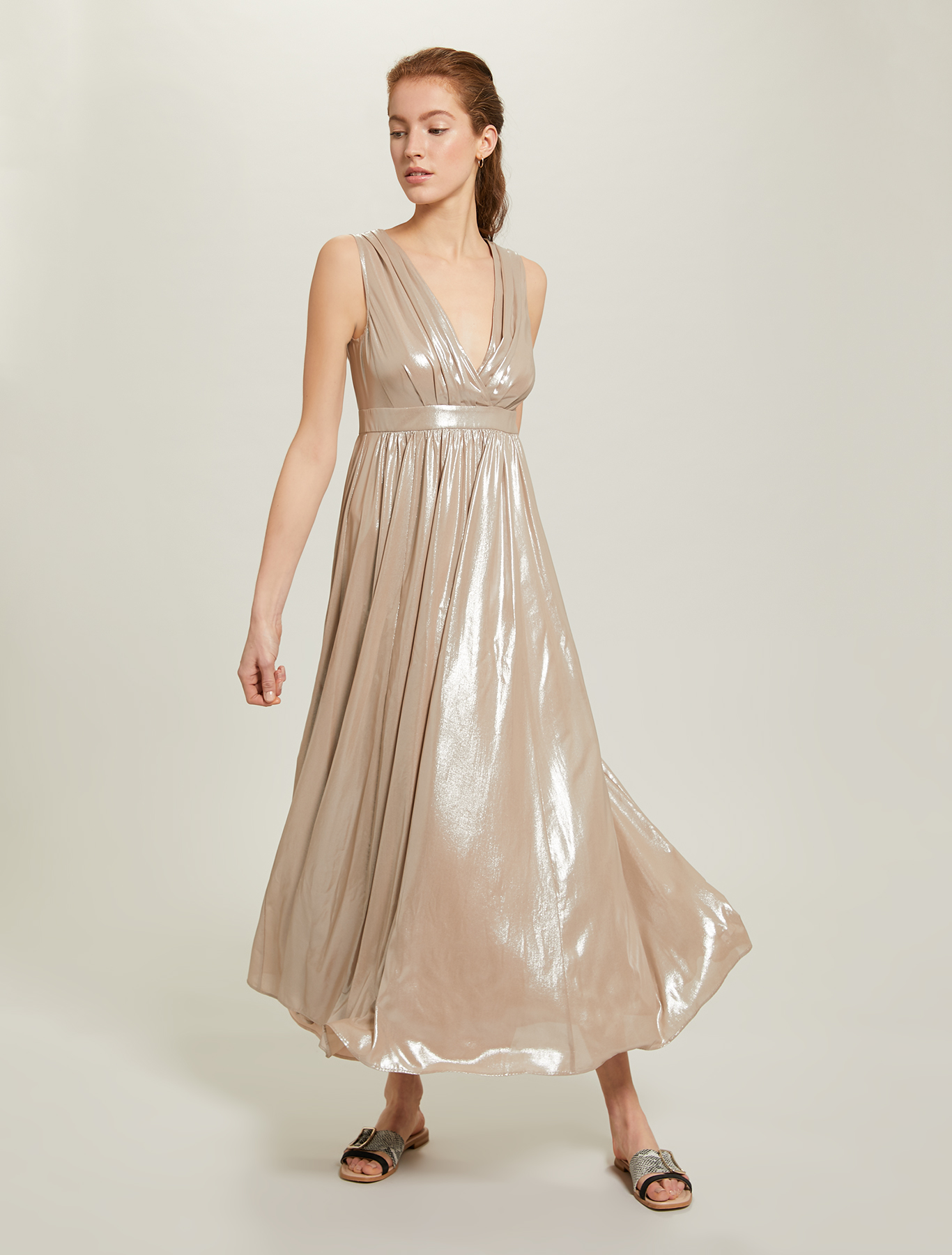 Dress in metallic georgette, beige - Pennyblack Dress in metallic georgette - beige - pennyblack