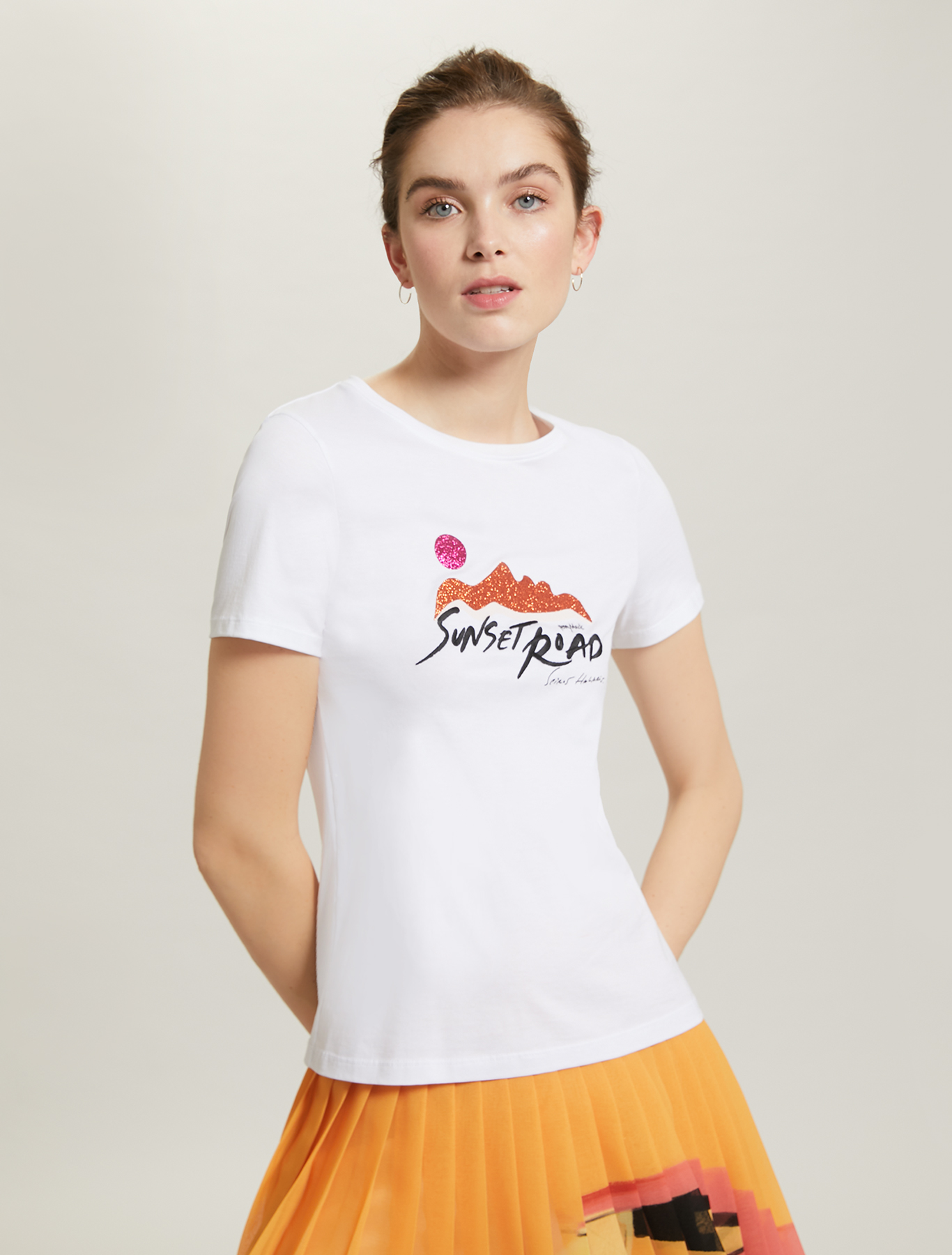 Cotton T-shirt with lettering, white - Pennyblack Cotton T-shirt with lettering - white - pennyblack