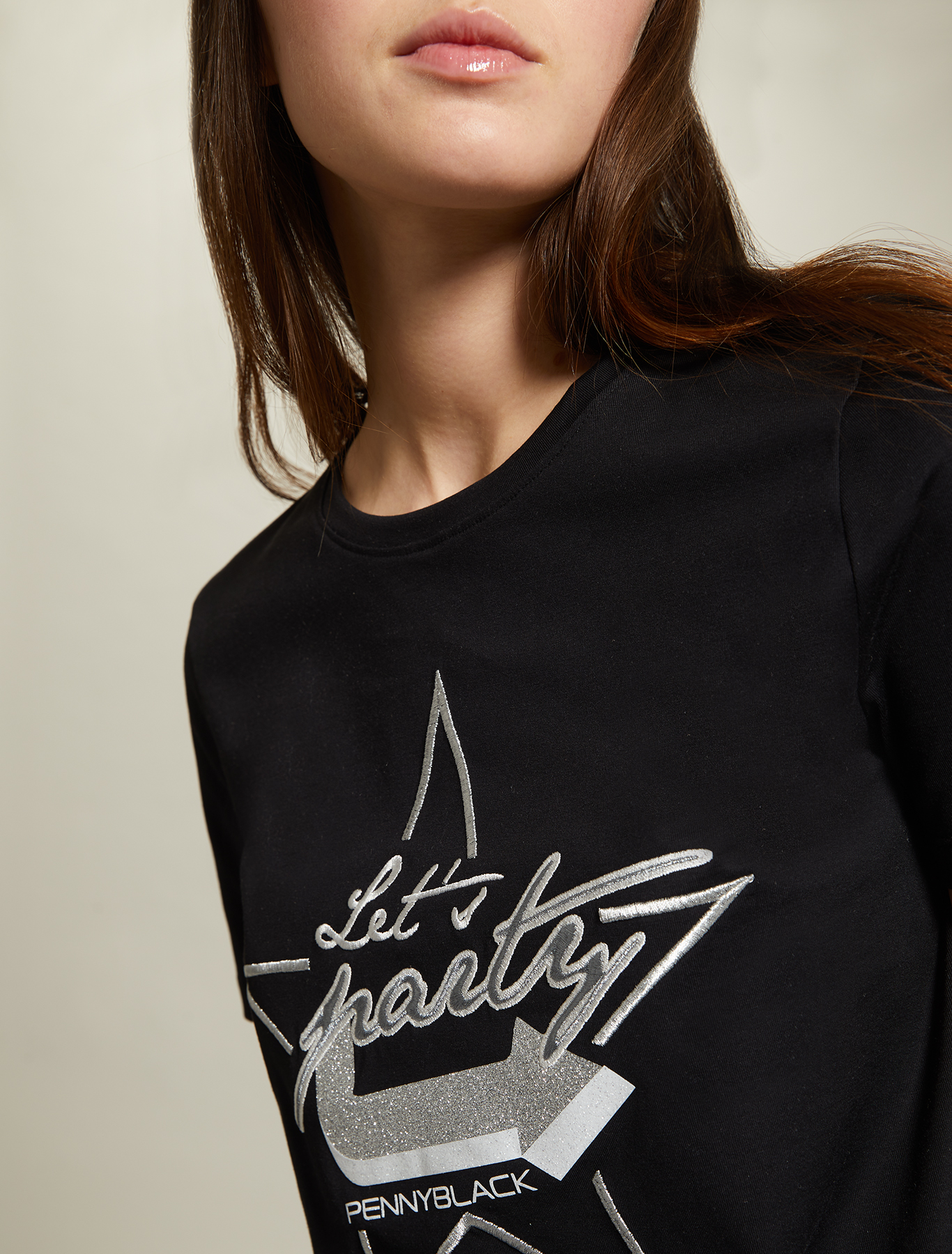 Cotton T-shirt with lettering, black - Pennyblack Cotton T-shirt with lettering - black - pennyblack